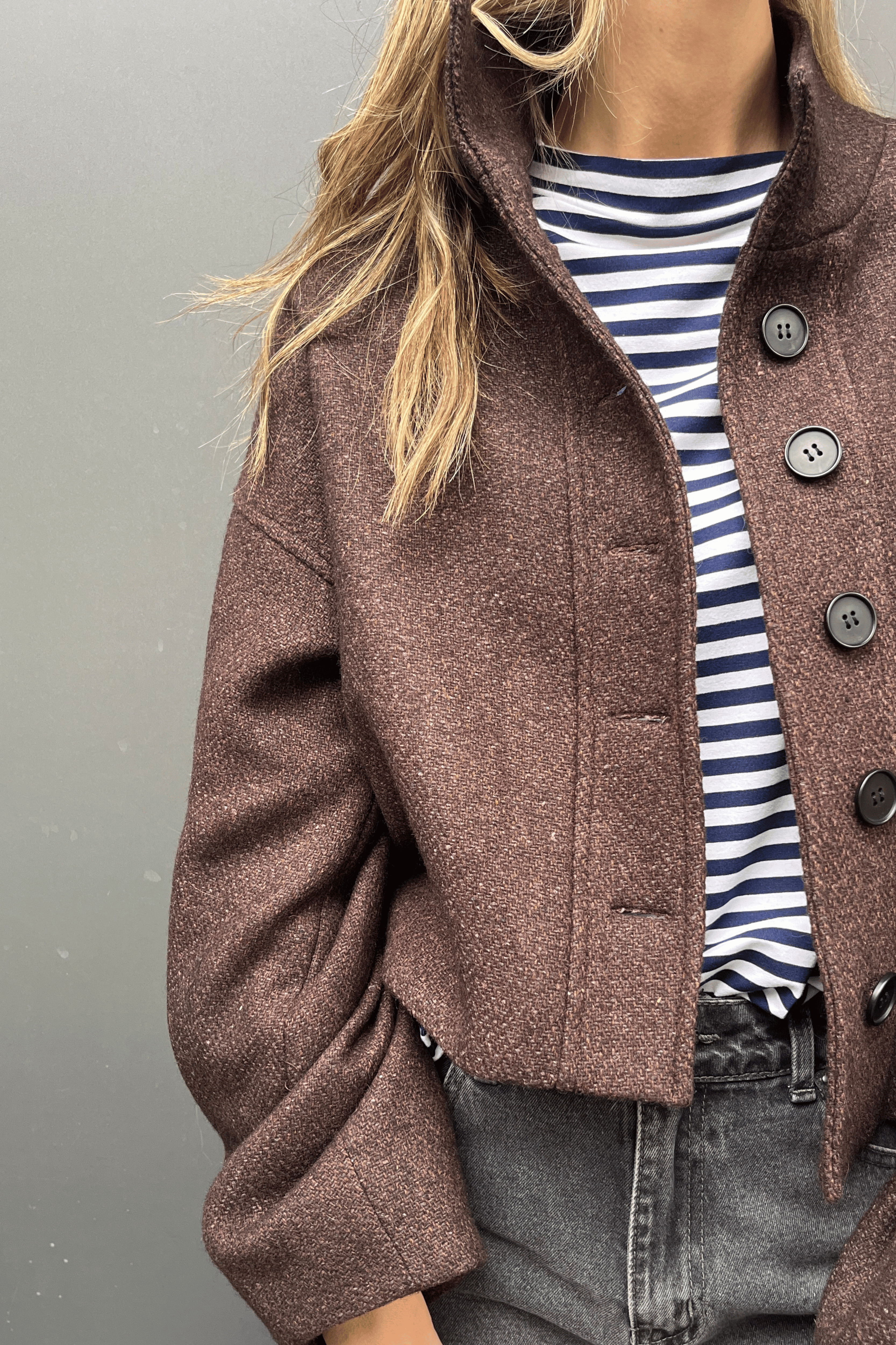 Chaqueta Prunelliere Lana Burdeo Oscuro