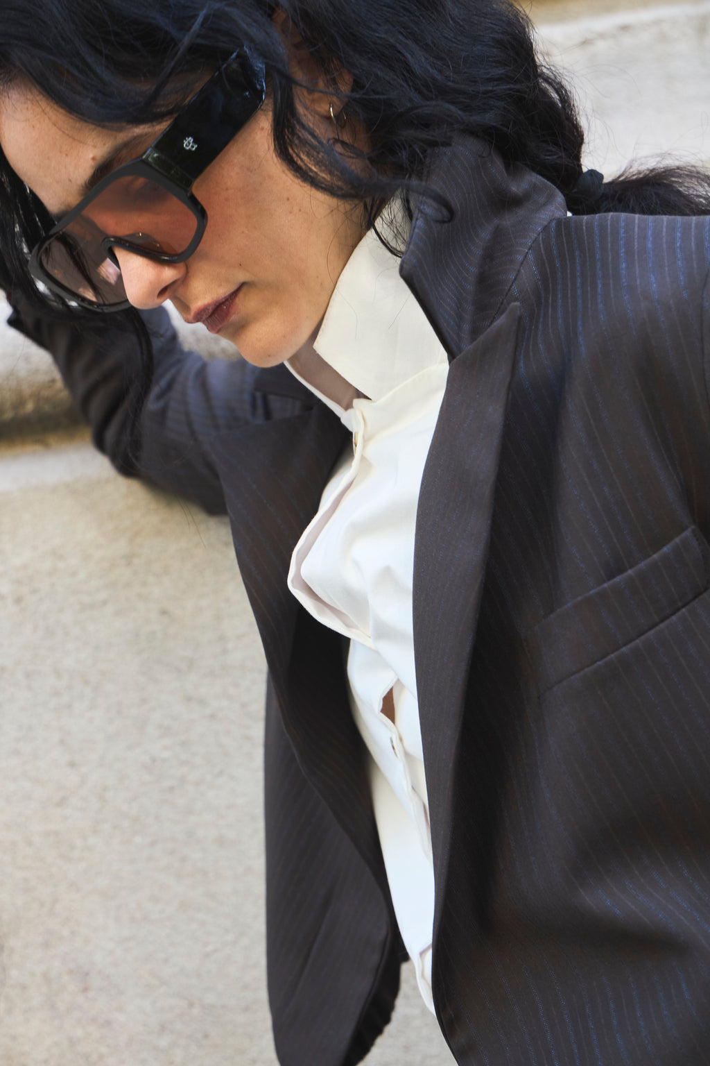 Blazer Bomber Maille Listado Café