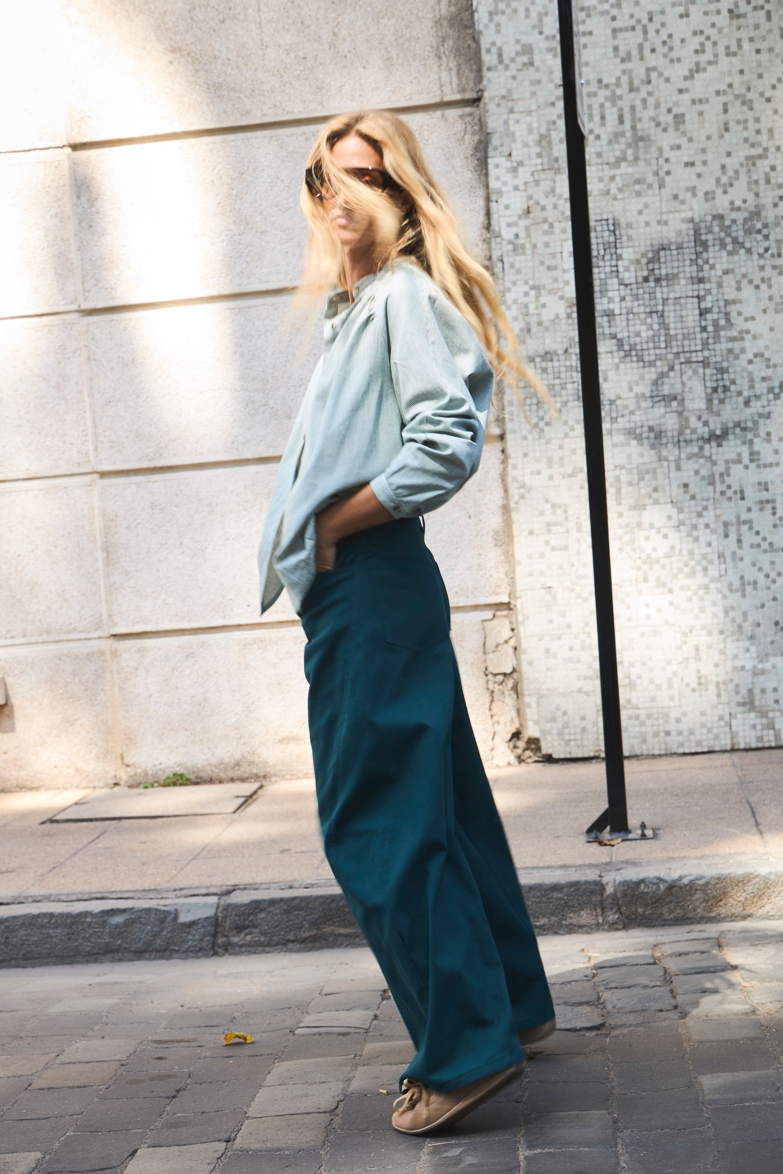 Blusa Tresor 100% Algodón Listada Verde