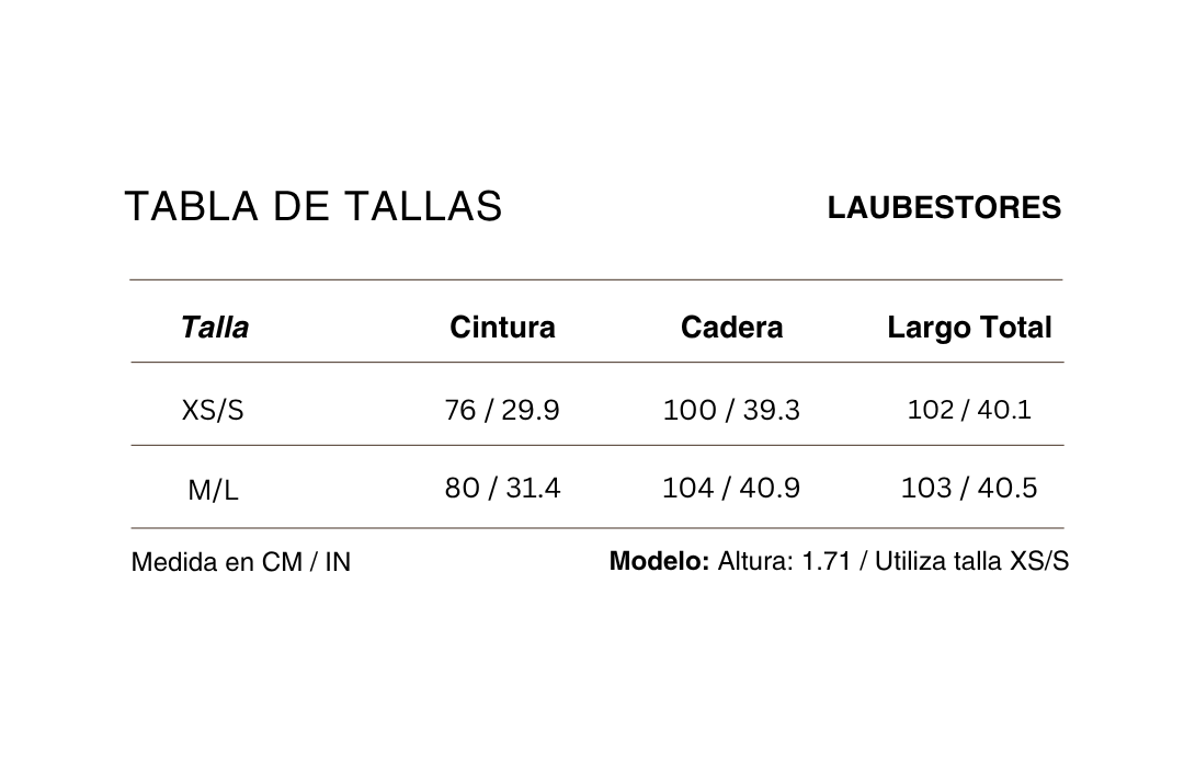 Tabla de tallas