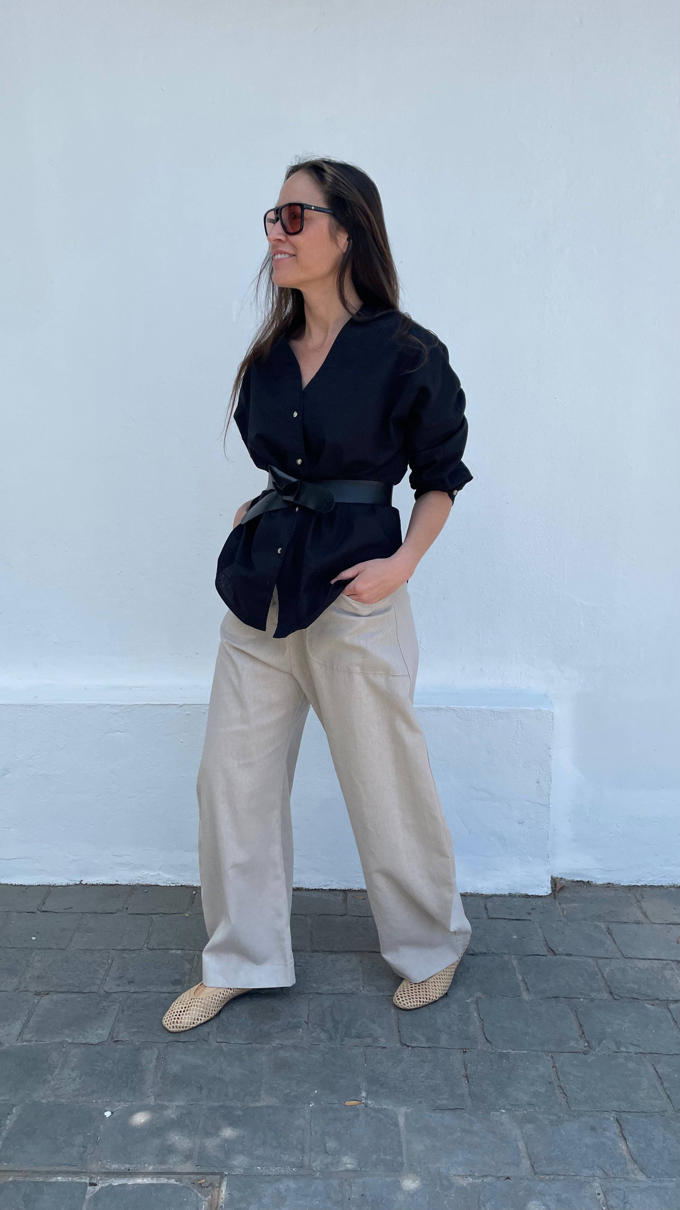 Blusa Cou Lino Negro