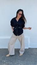 Blusa Cou Lino Negro