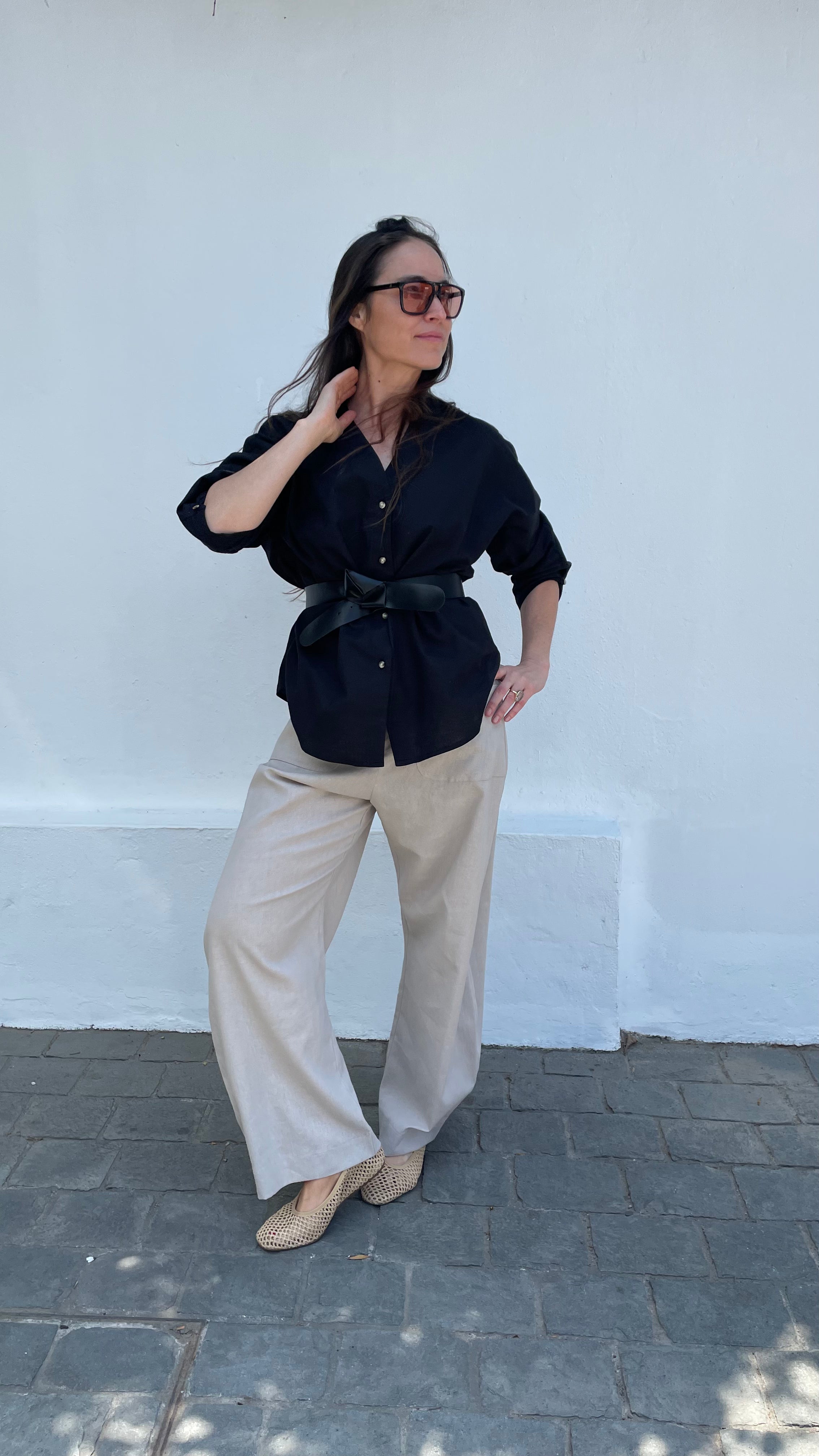 Blusa Cou Lino Negro