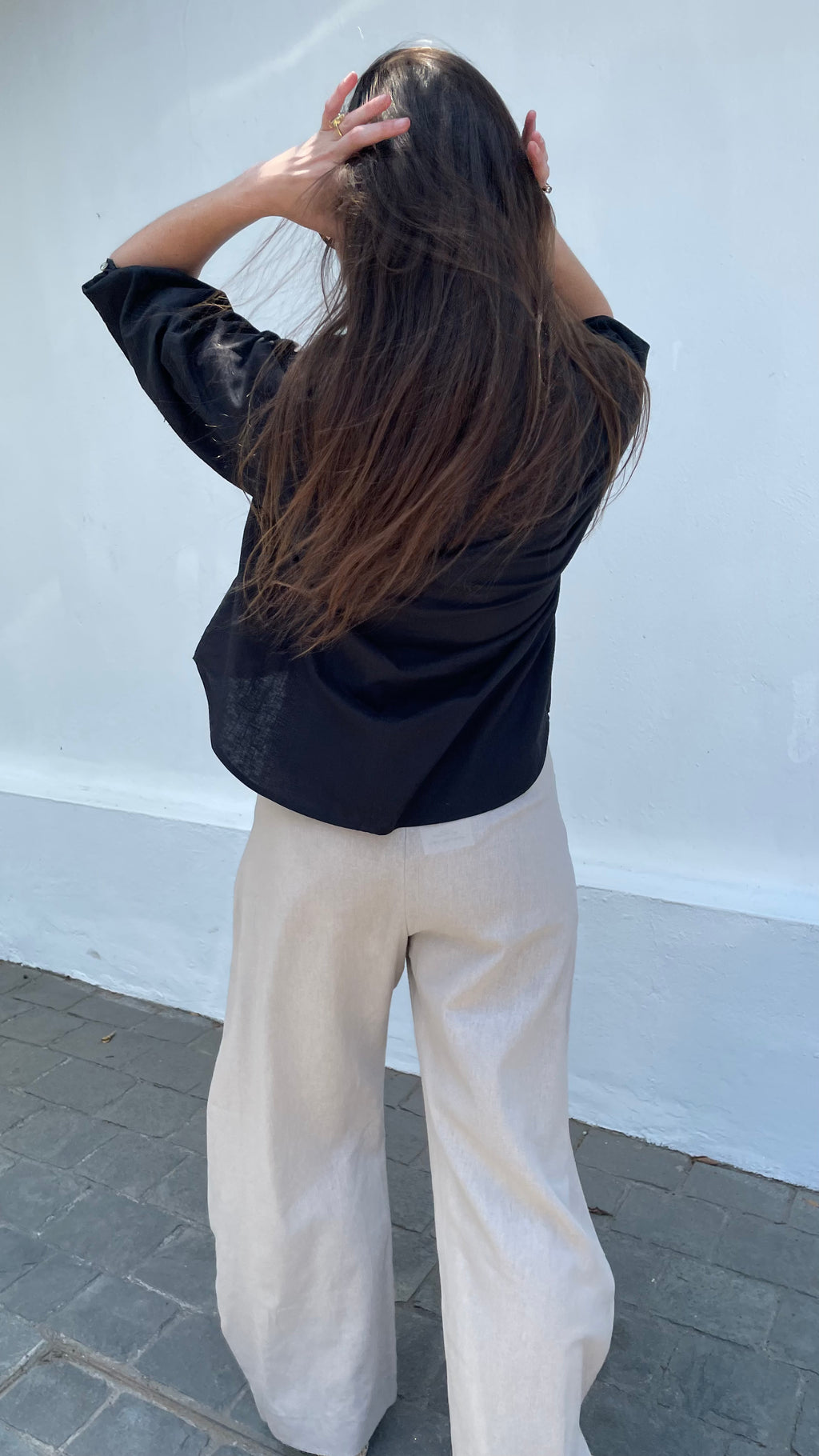 Blusa Cou Lino Negro