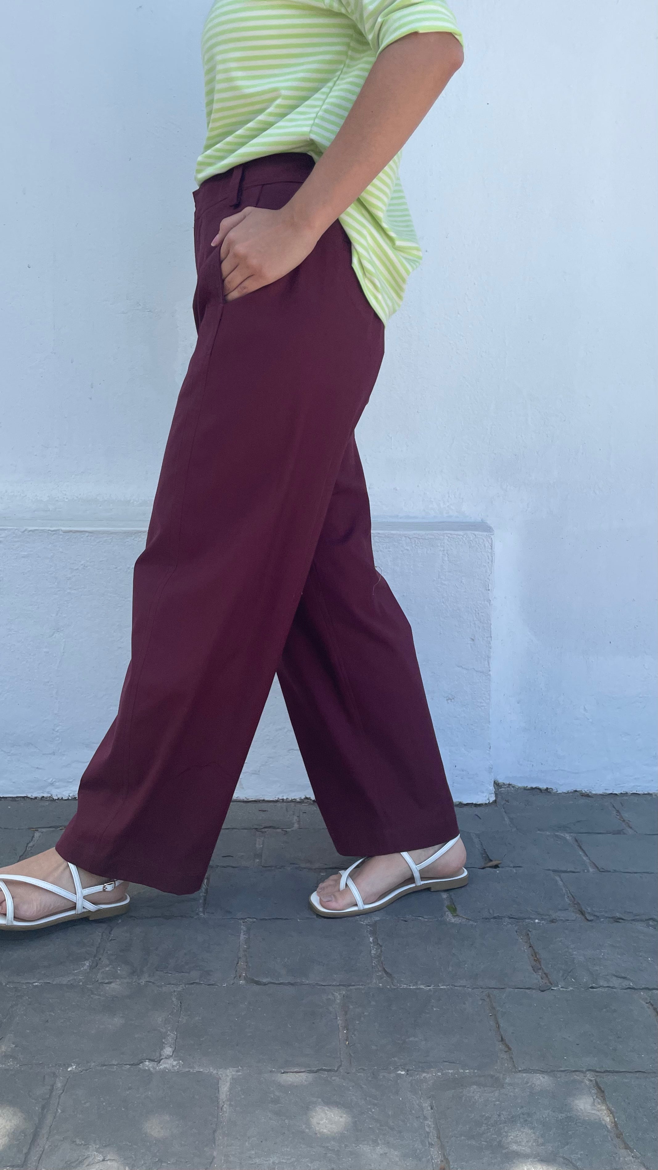 Pantalón Eveille 100% Algodón Burdeo