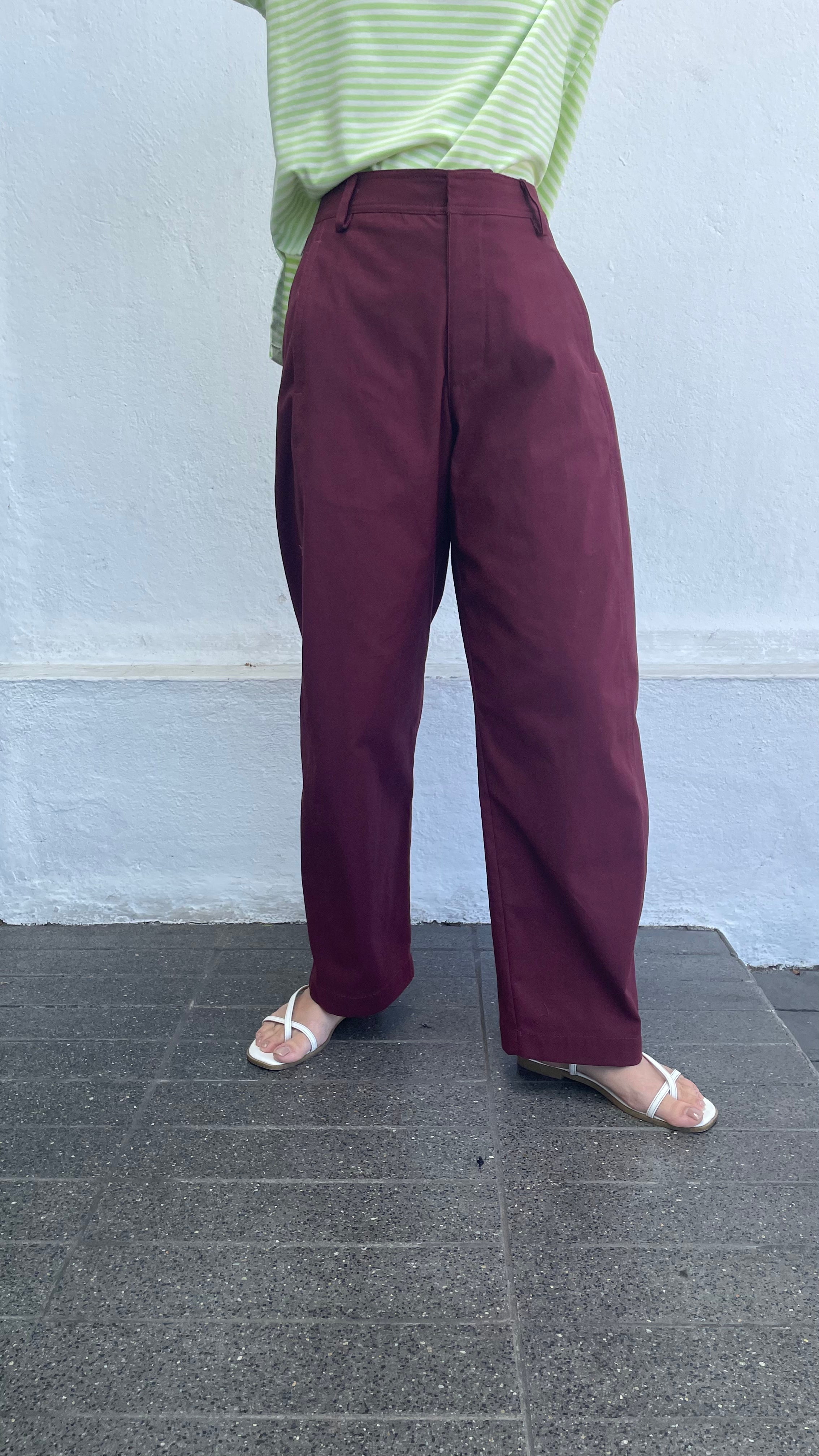 Pantalón Eveille 100% Algodón Burdeo