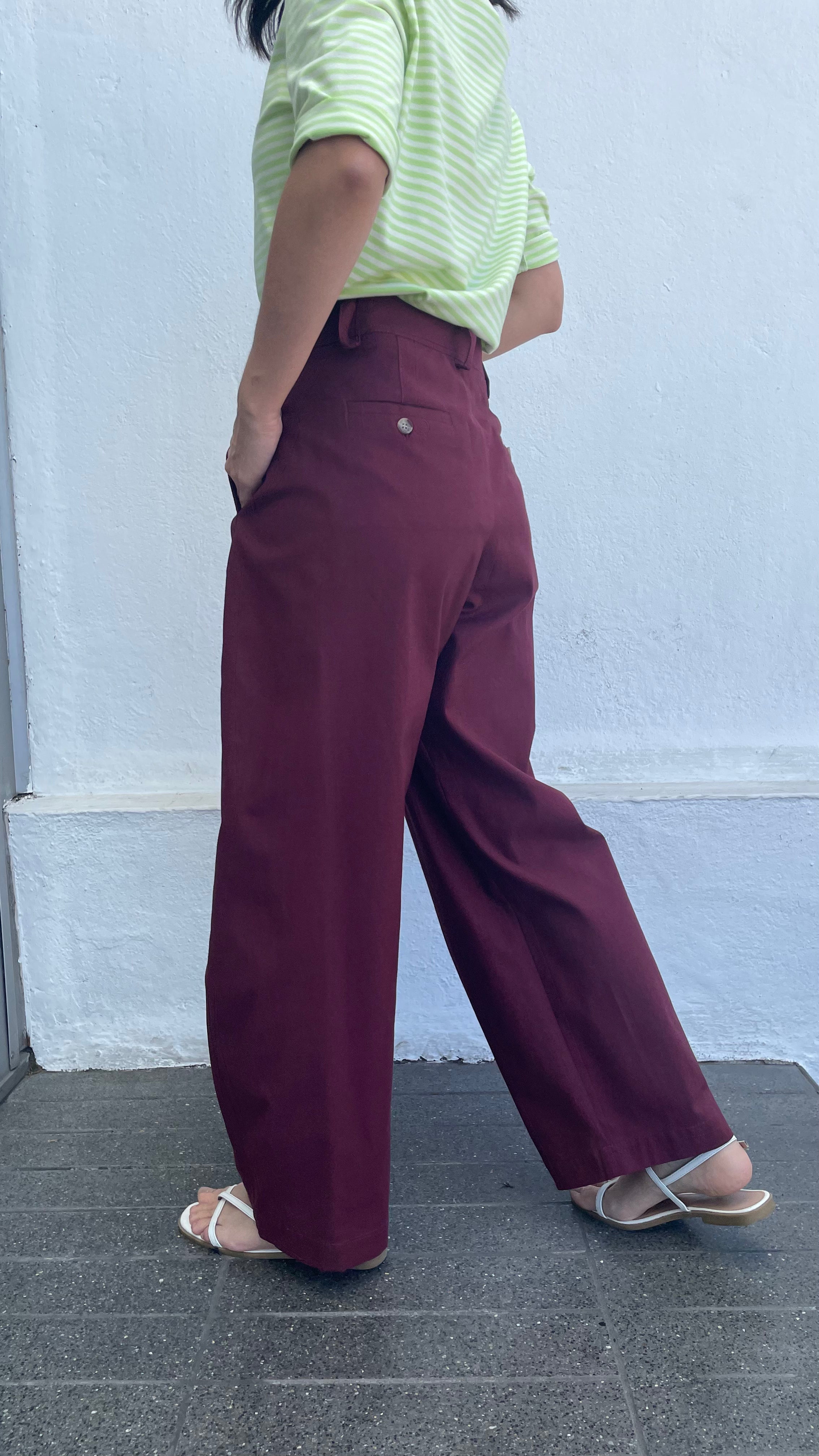 Pantalón Eveille 100% Algodón Burdeo