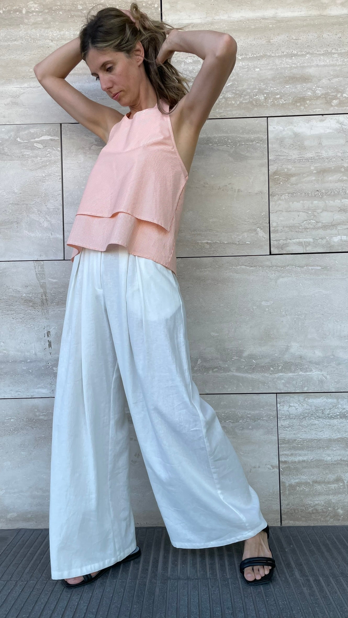 Top Klint Listado Algodón Naranja