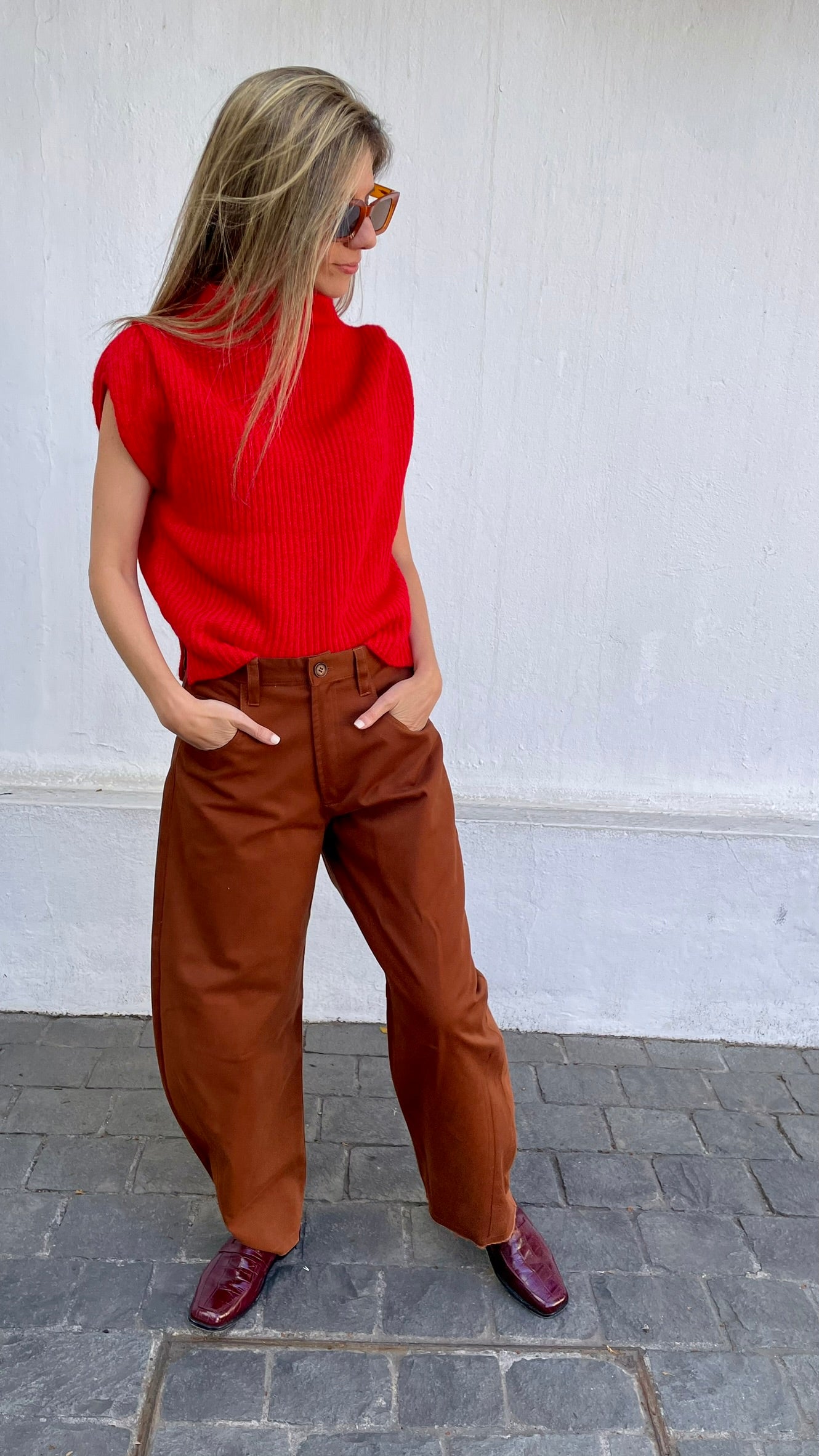 Chaleco Sin Mangas Lagune Baby Alpaca Rojo