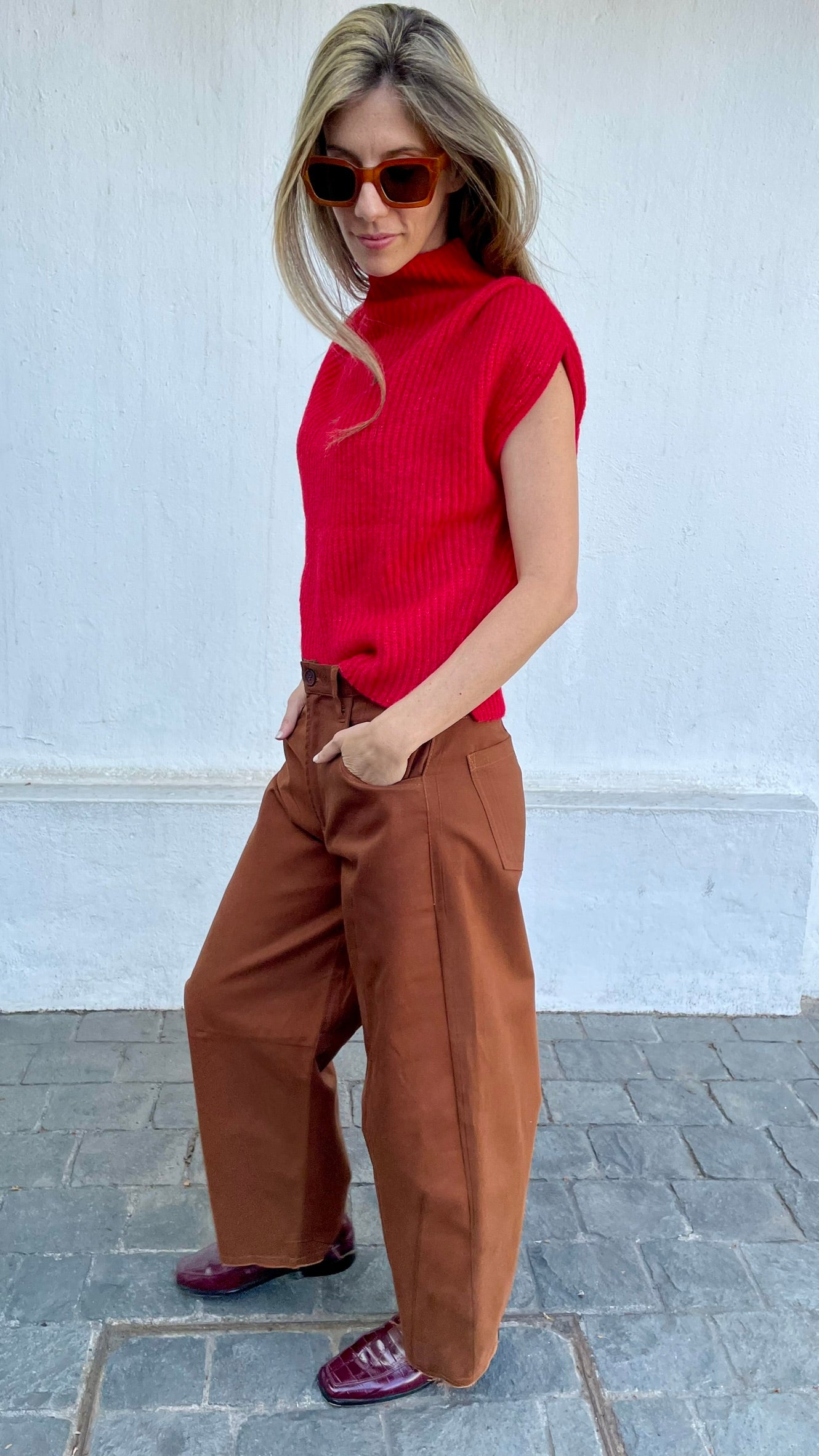 Chaleco Sin Mangas Lagune Baby Alpaca Rojo