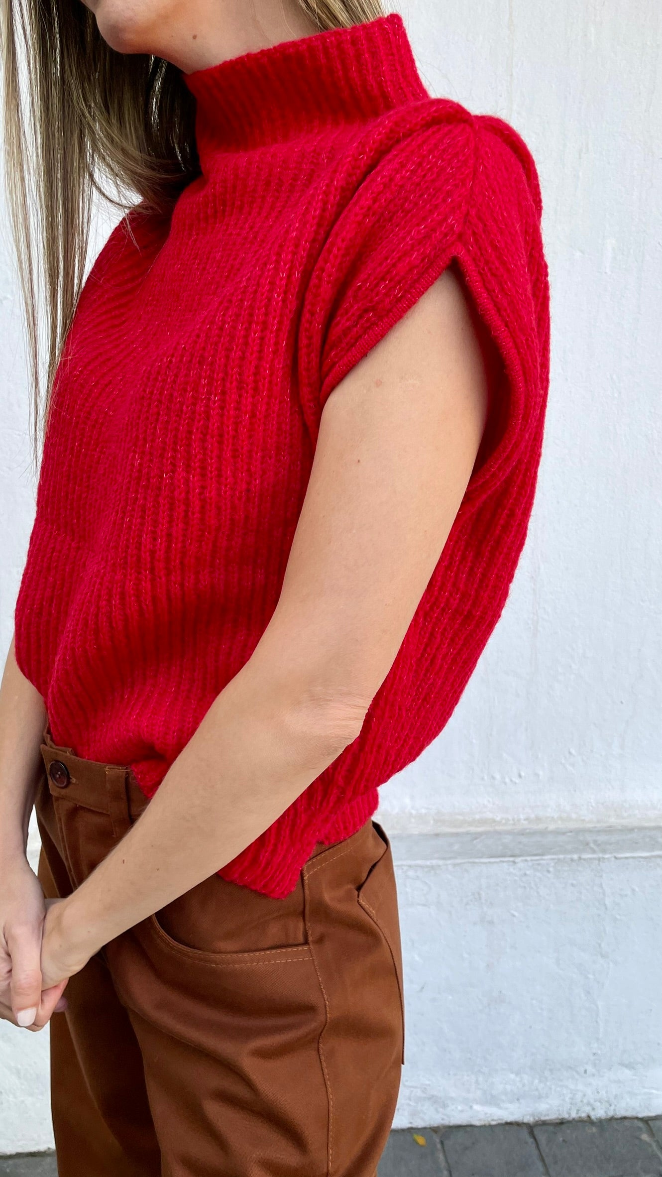 Chaleco Sin Mangas Lagune Baby Alpaca Rojo