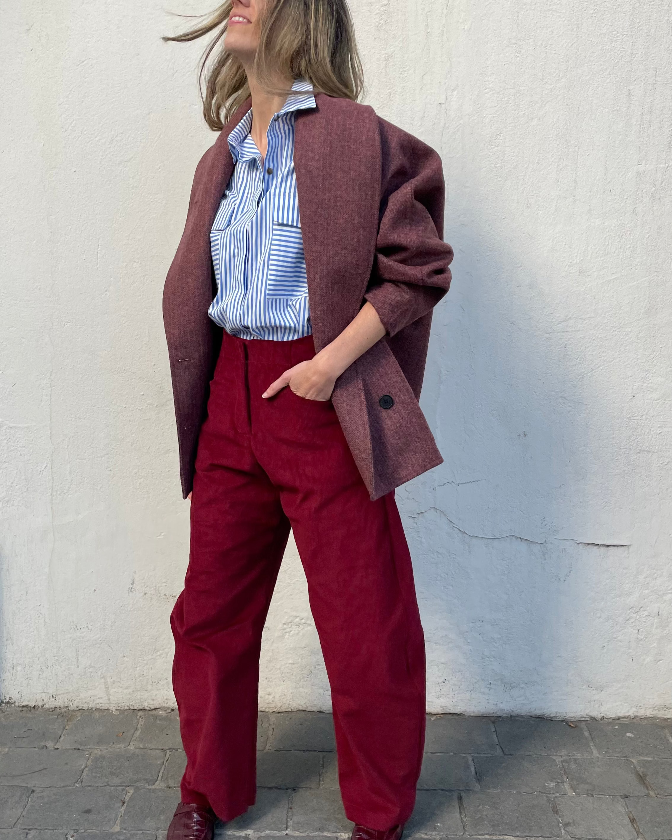 Pantalón Lys Cotelé Algodón Burdeo