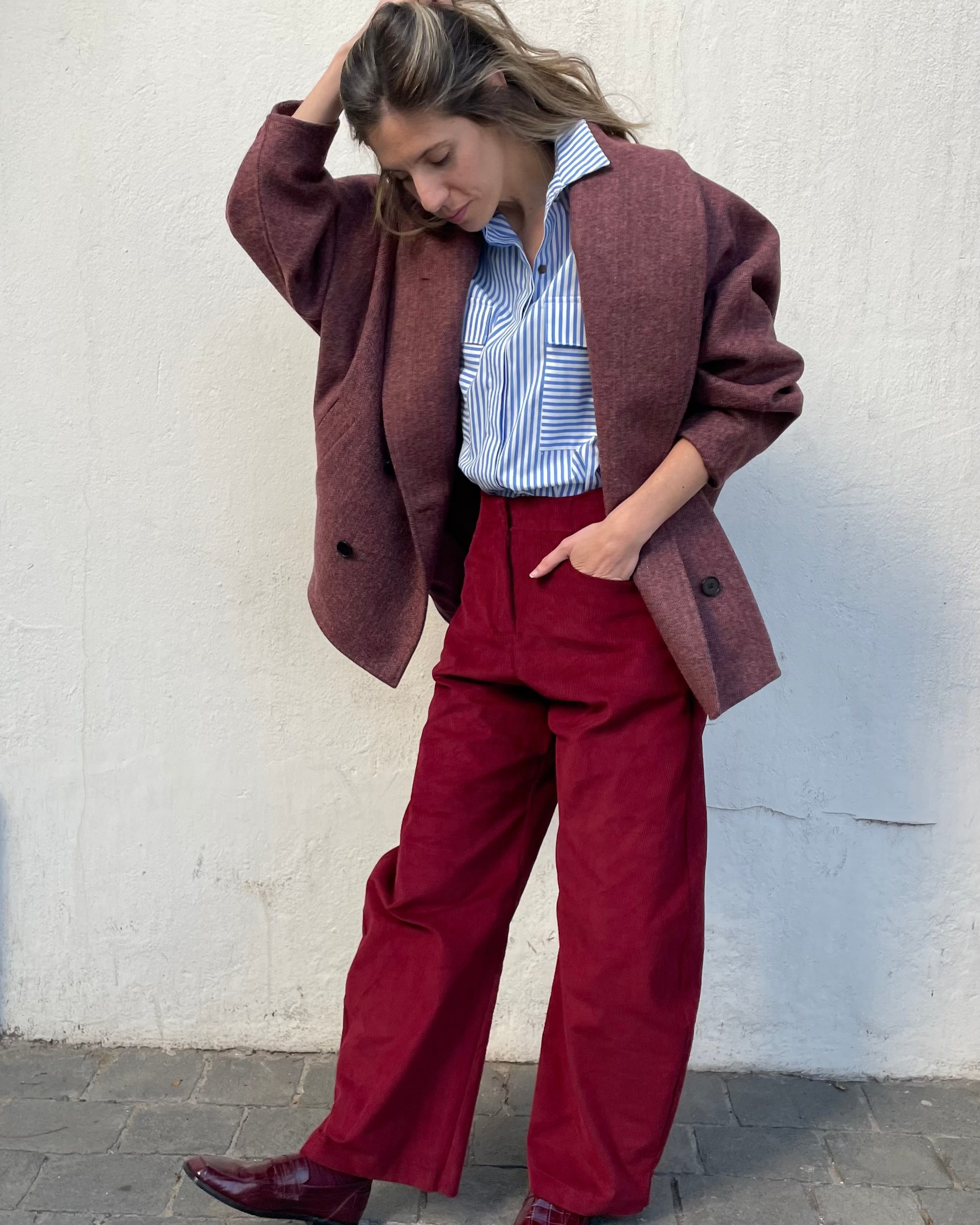 Pantalón Lys Cotelé Algodón Burdeo