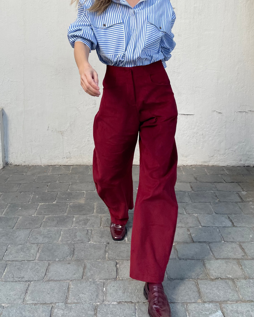 Pantalón Lys Cotelé Algodón Burdeo