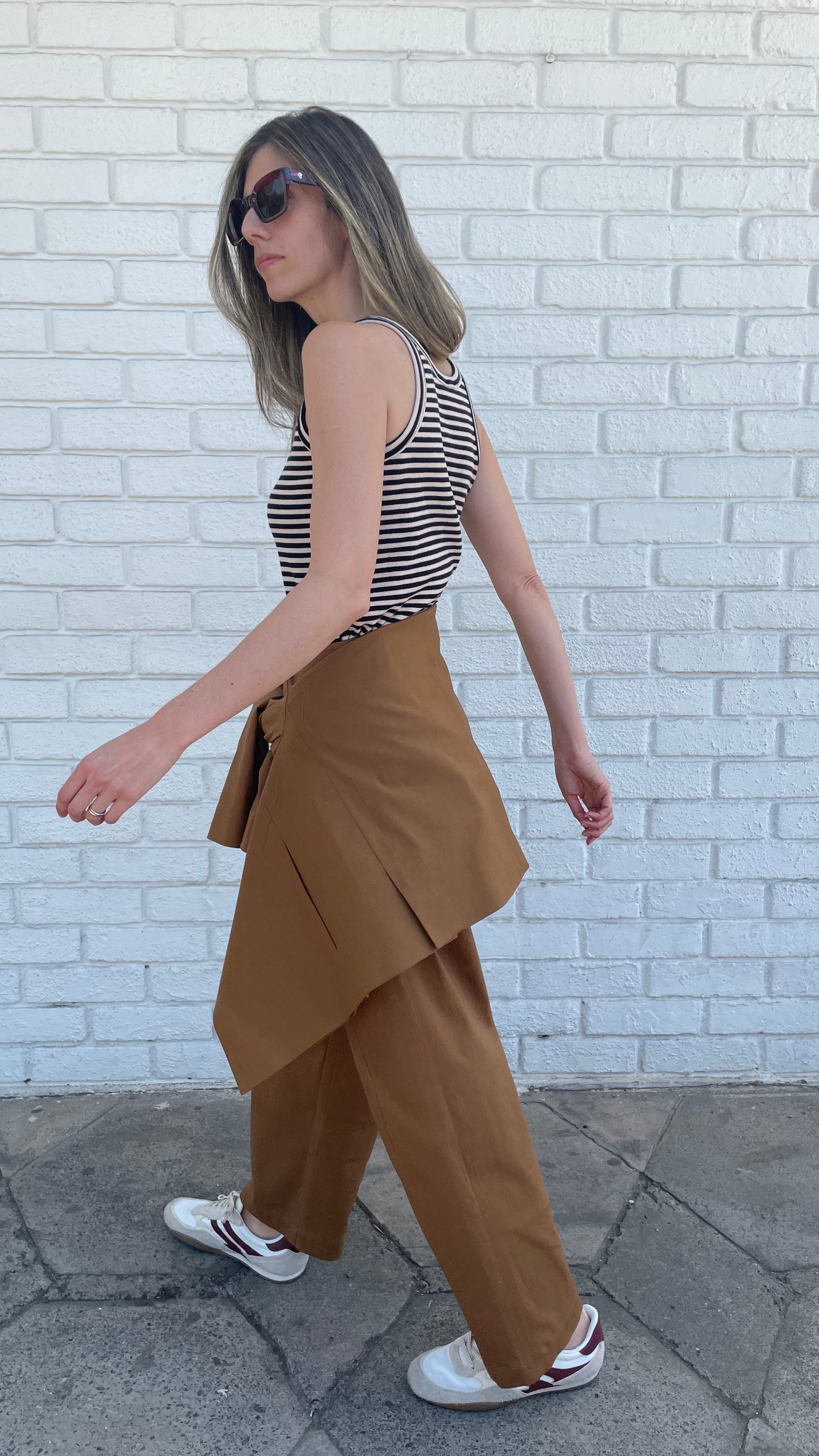 Arkana Black Beige Striped Cotton T-shirt