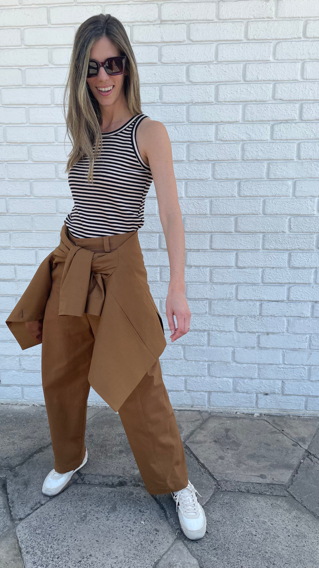 Arkana Black Beige Striped Cotton T-shirt