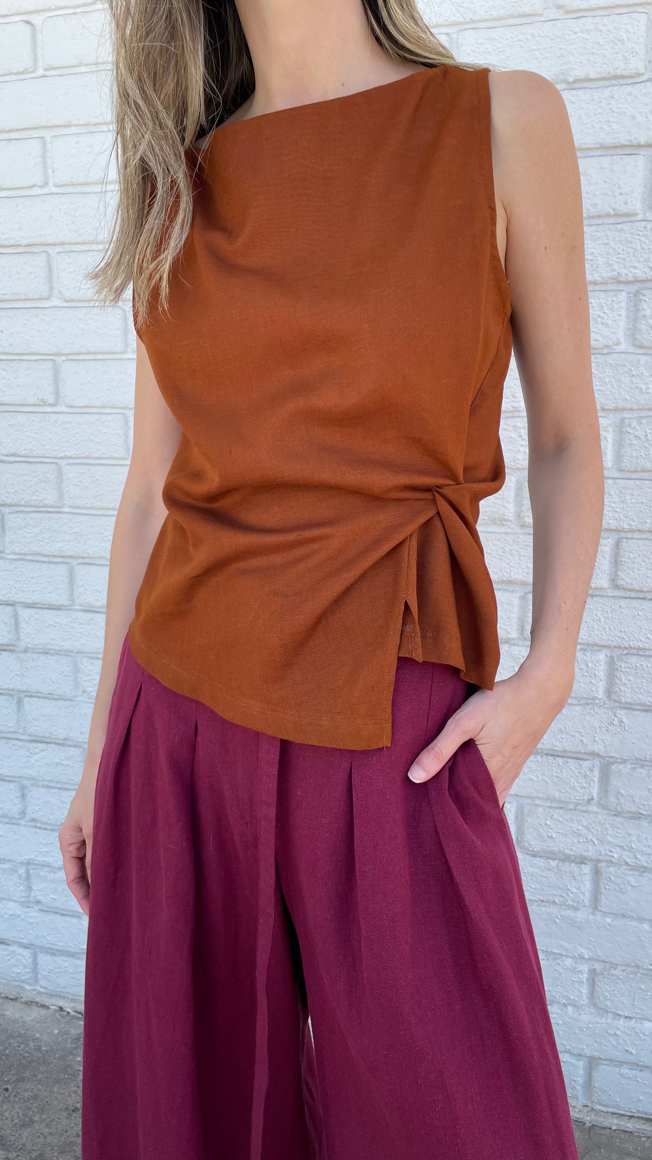 Top Nudo Legere Lino Rústico Café