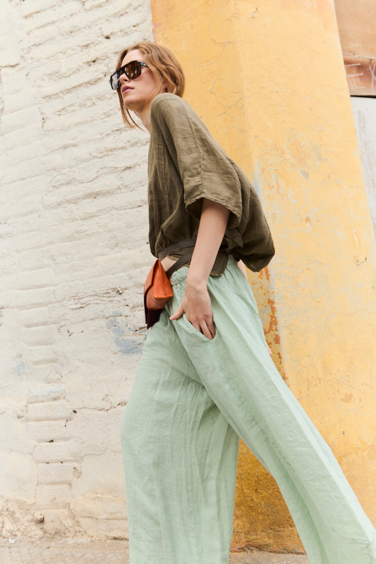 Pantalón Froisse 100% Lino Verde Agua