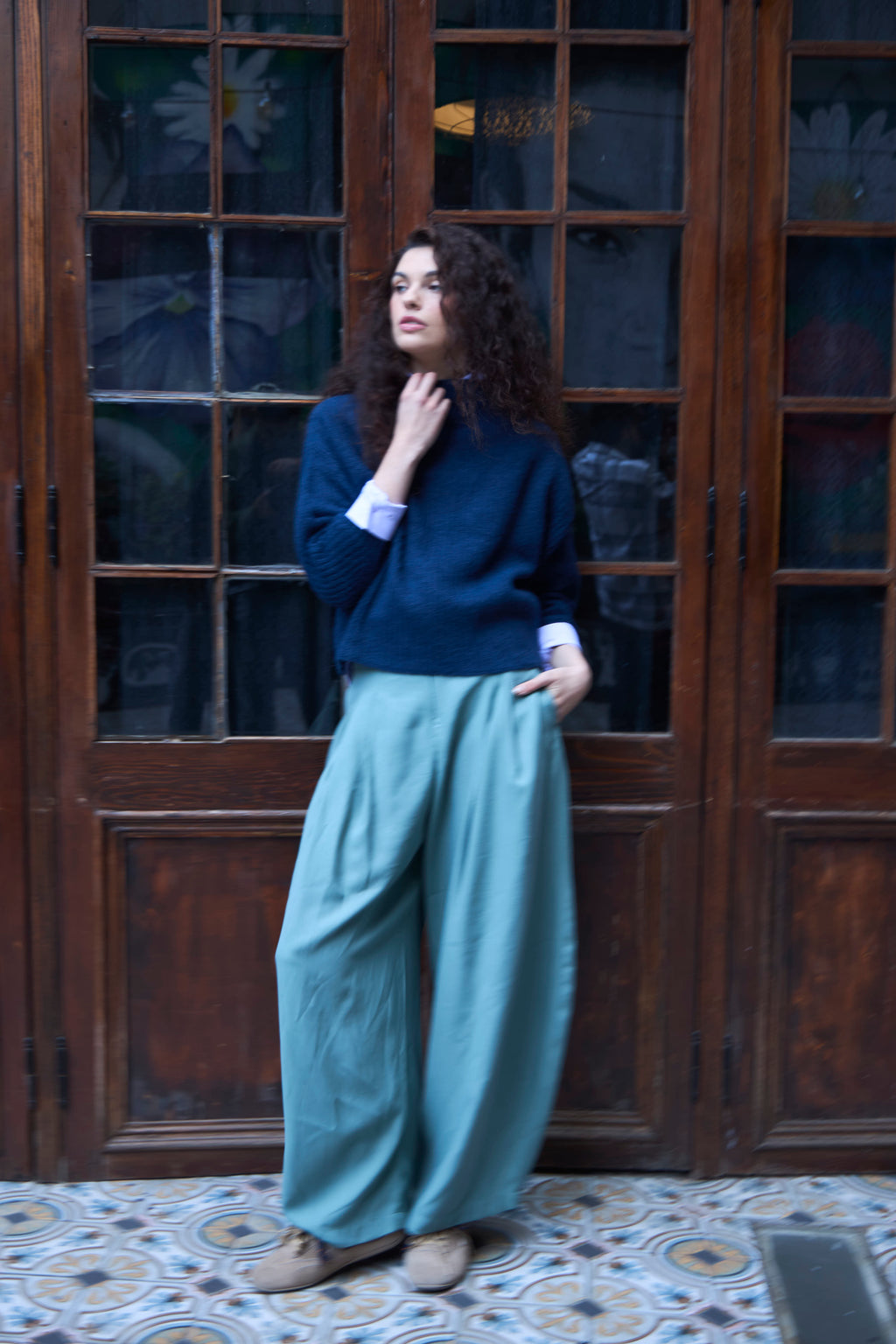 Sweater Maxima Superfine Alpaca Azul Marino