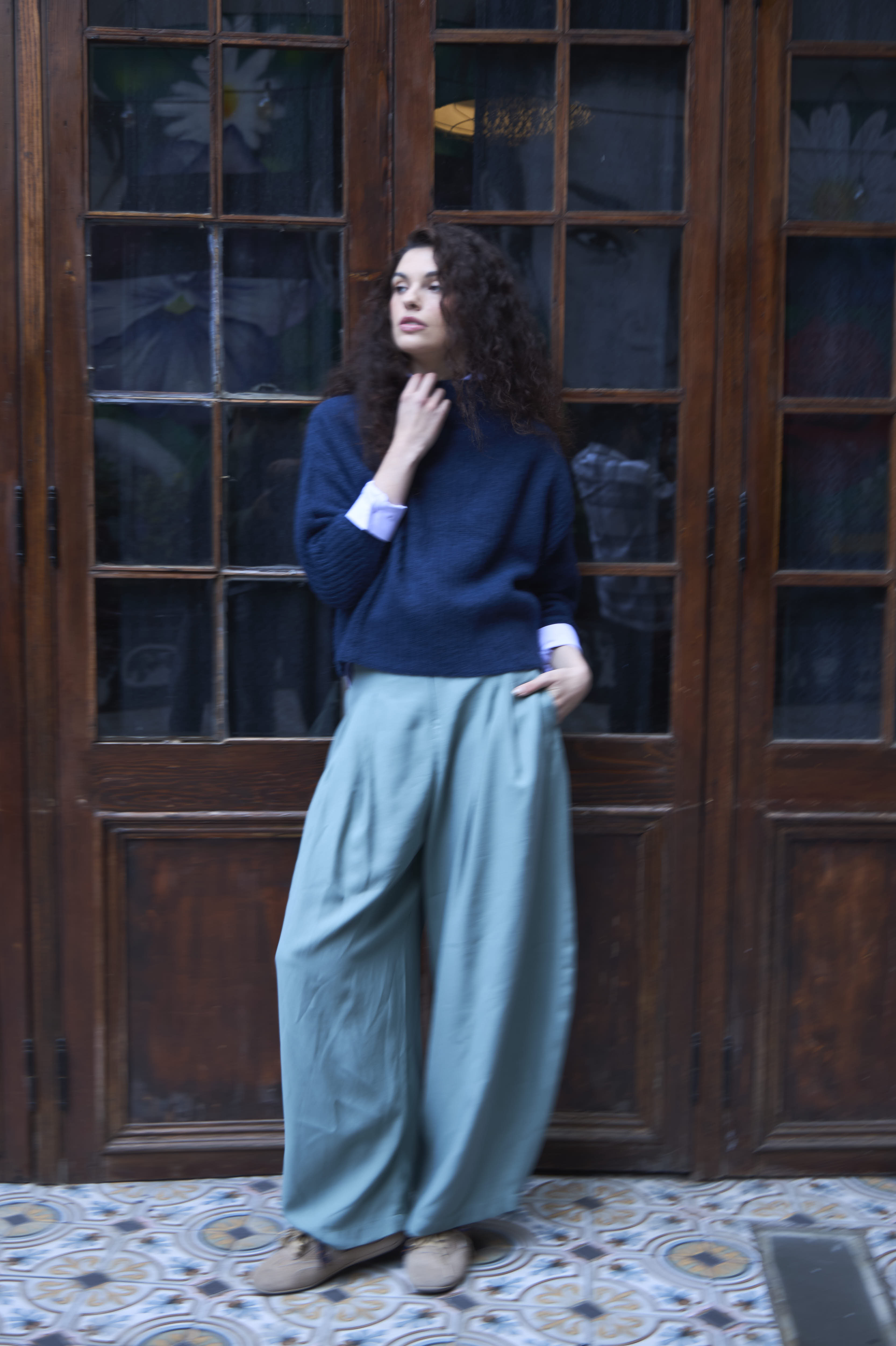 Sweater Maxima Superfine Alpaca Azul Marino