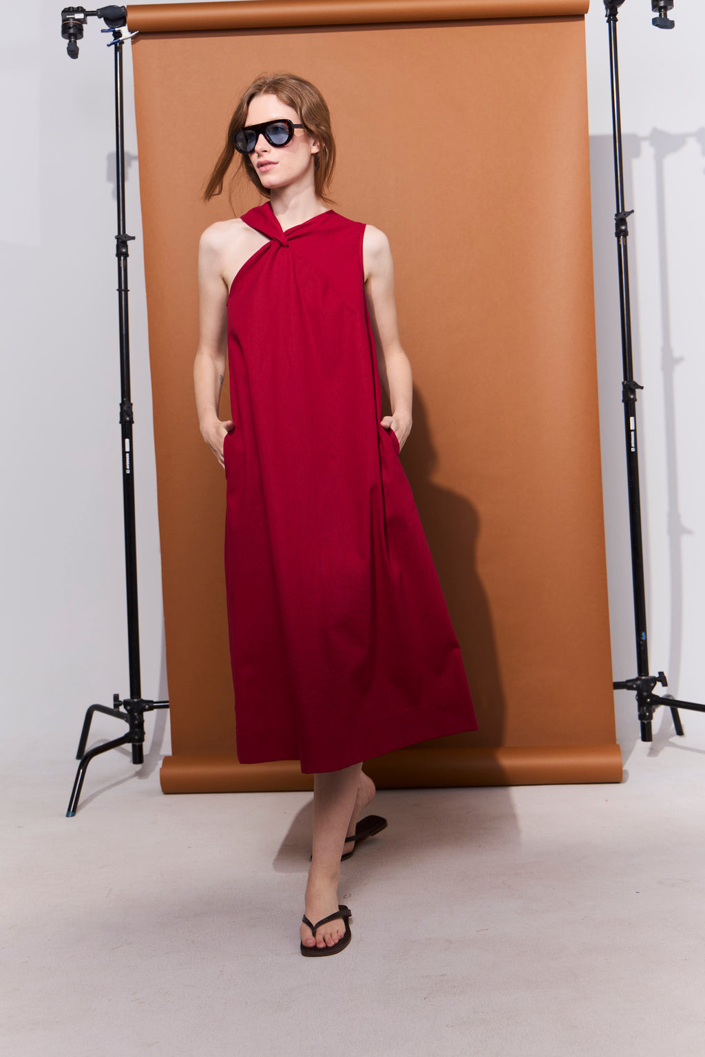 Vestido Croise Algodón Rojo