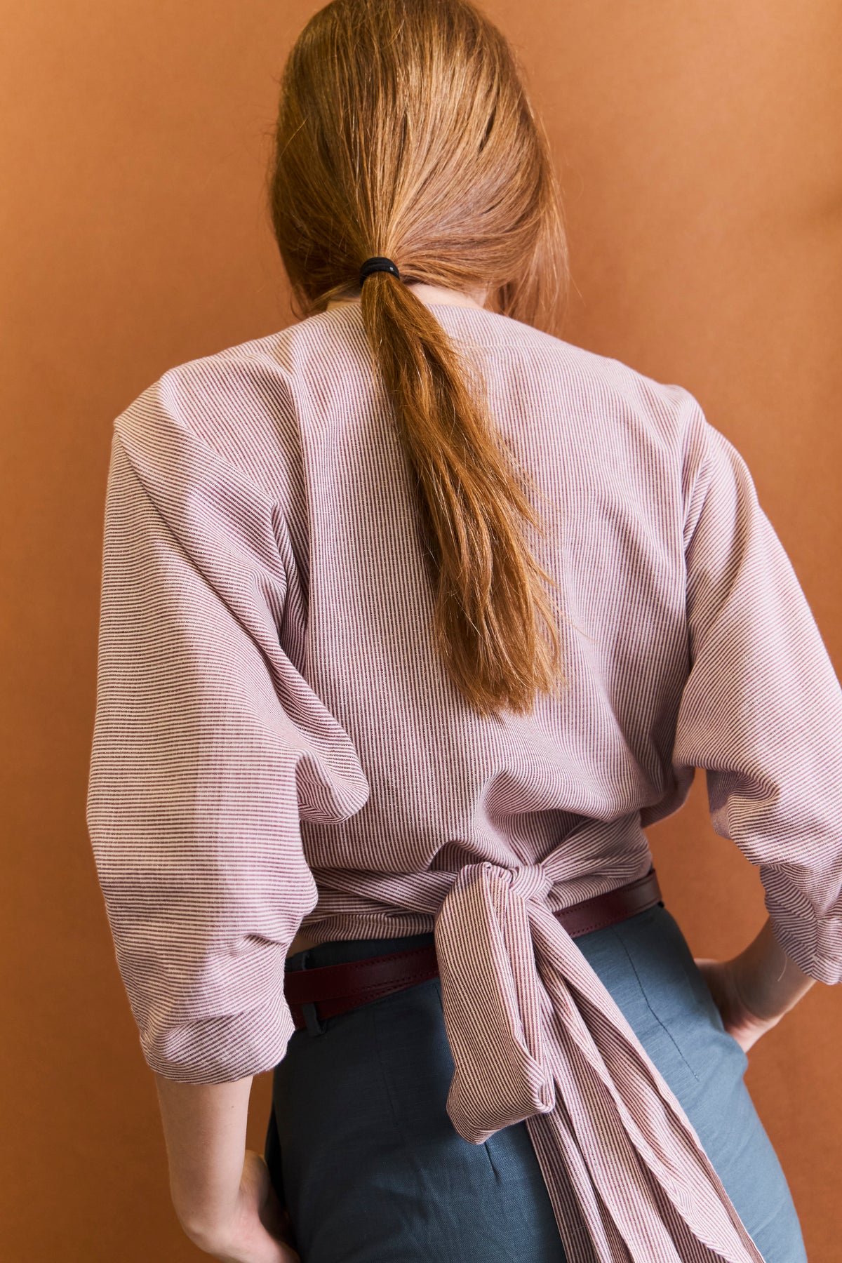 Kimono Capitaine 100% Algodón Listado Burdeo