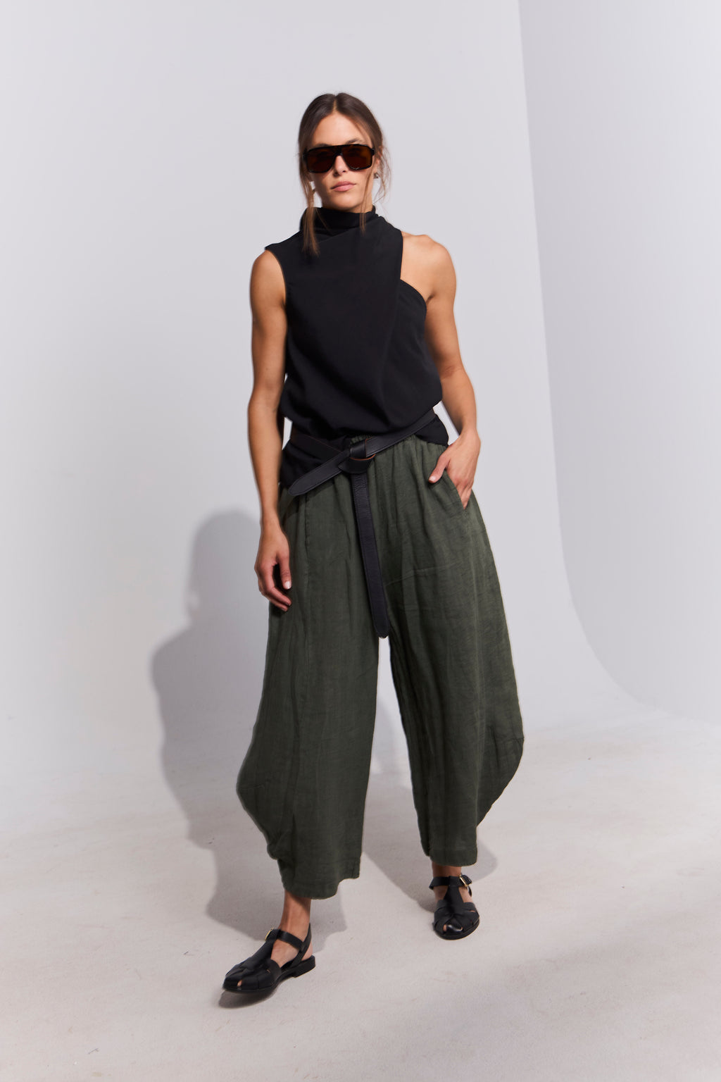 Pantalón Froisse 100% Lino Verde Musgo