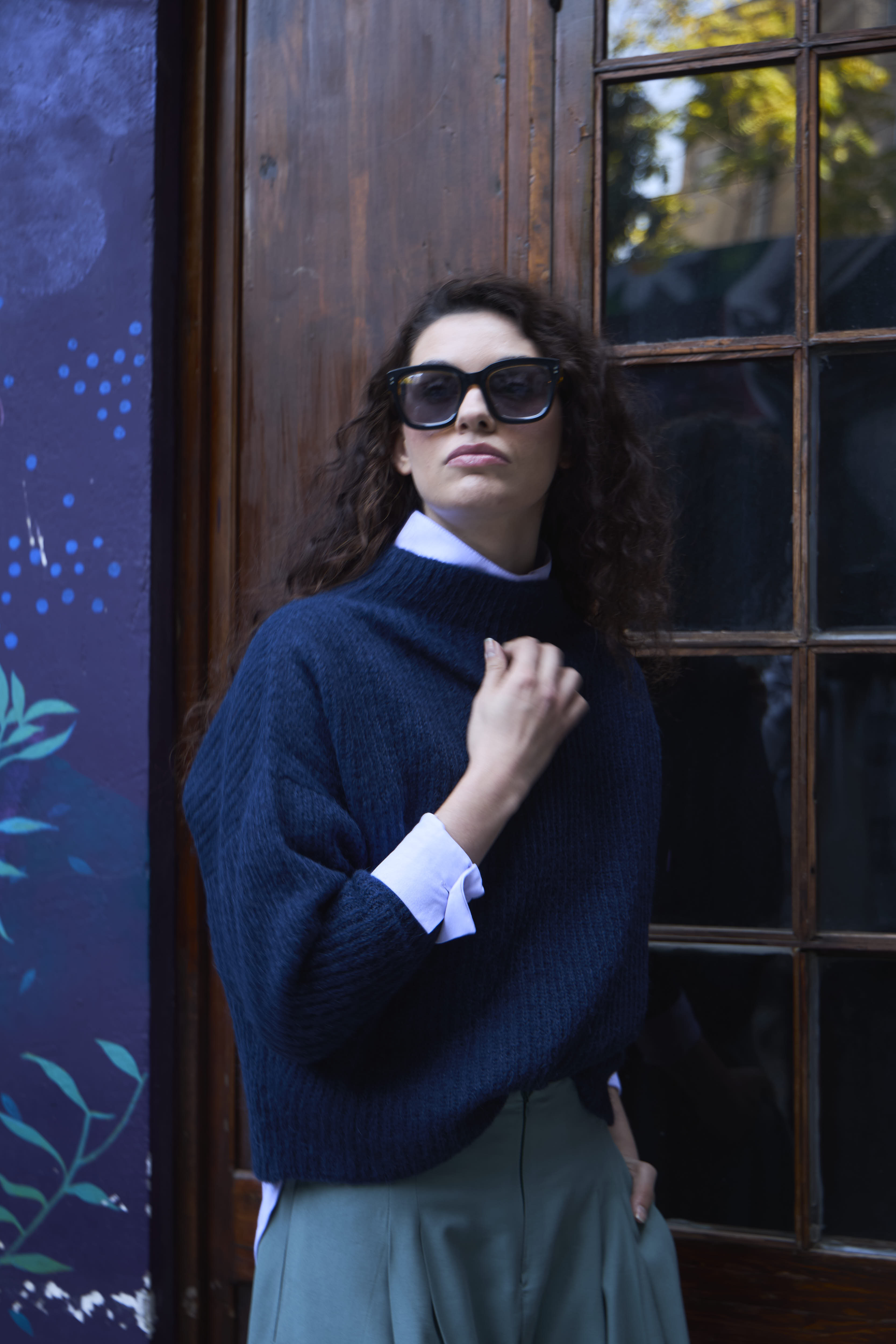 Sweater Maxima Superfine Alpaca Azul Marino