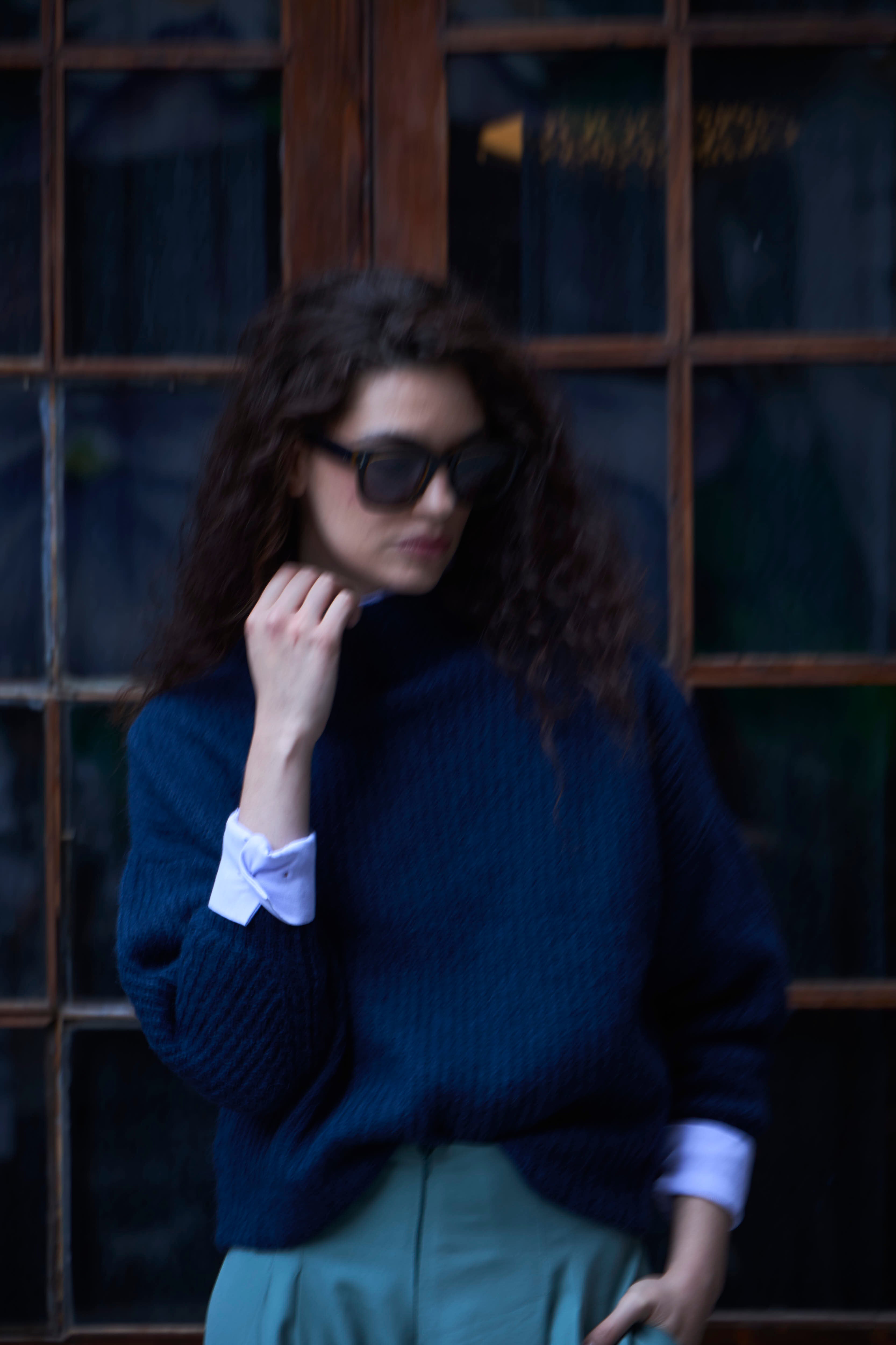 Sweater Maxima Baby Alpaca Azul Marino