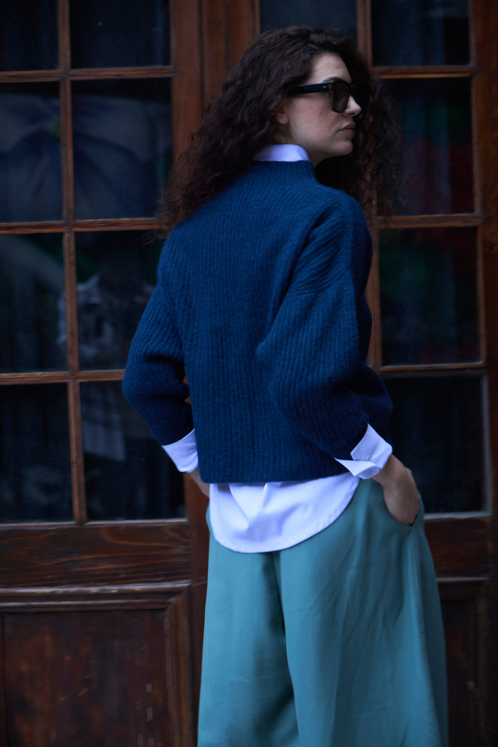 Sweater Maxima Superfine Alpaca Azul Marino