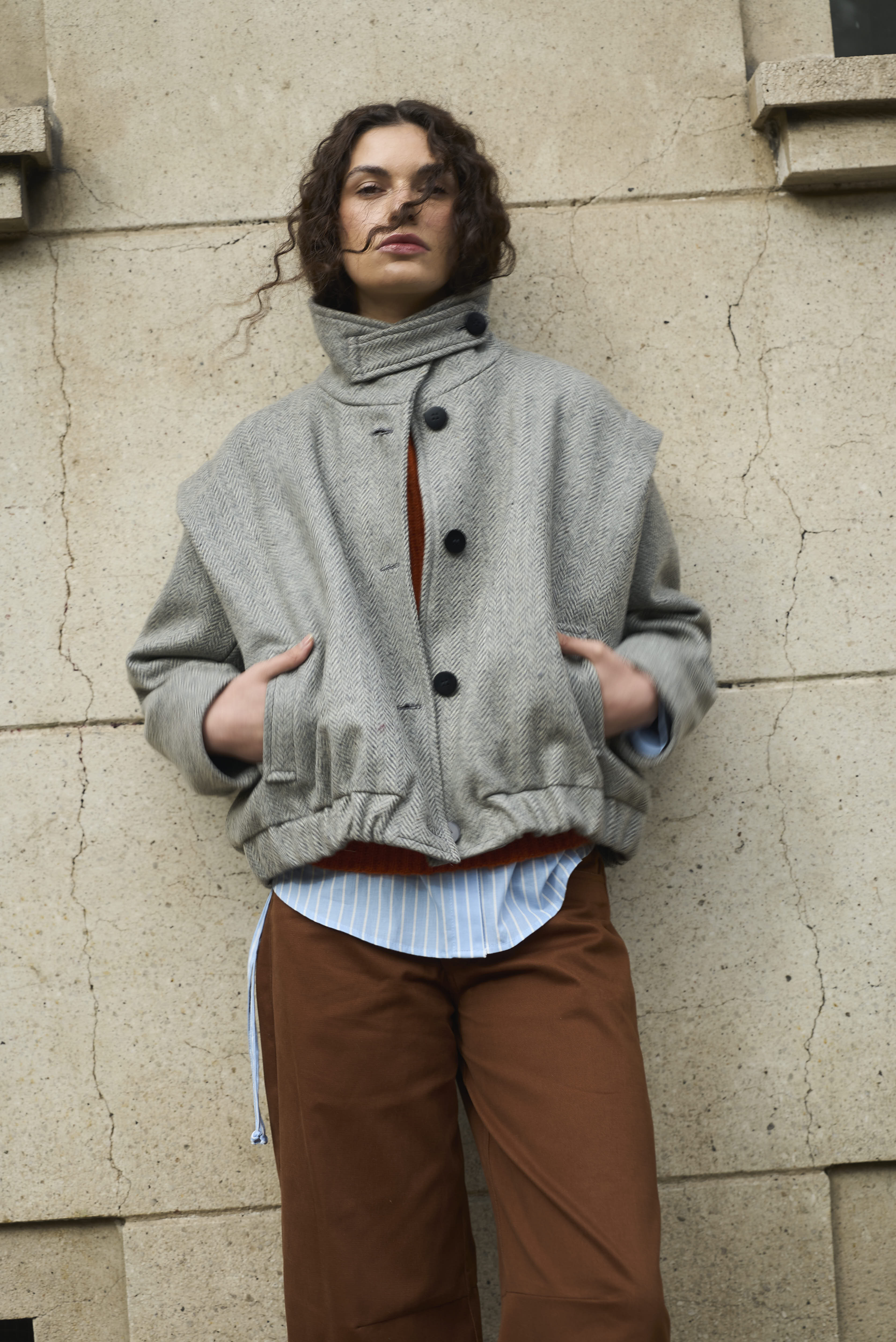 Chaqueta Magnetique Lana Espiga Gris