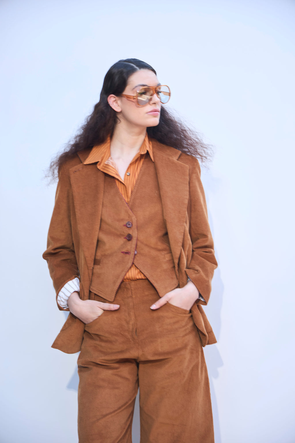 Blazer Mirarge Cotelé Camel