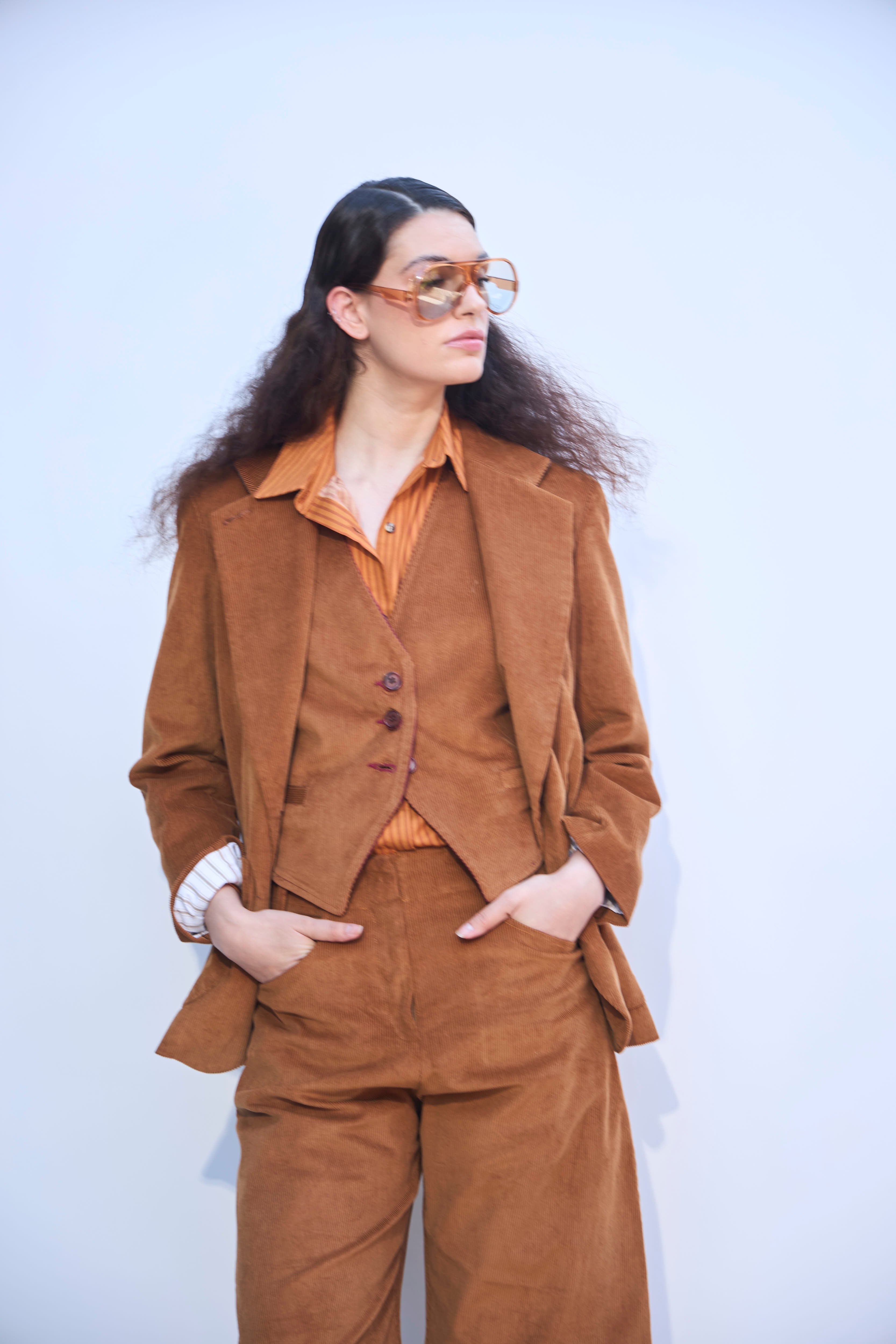 Blazer Mirarge Cotelé Camel