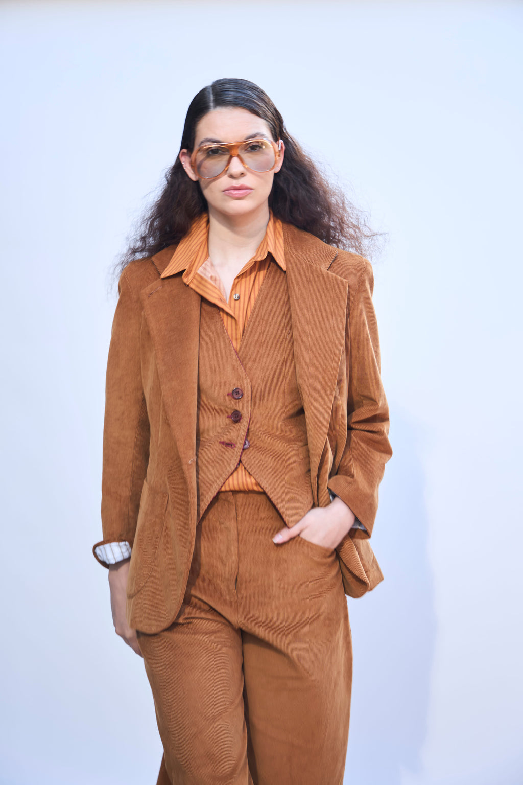 Blazer Mirarge Cotelé Camel