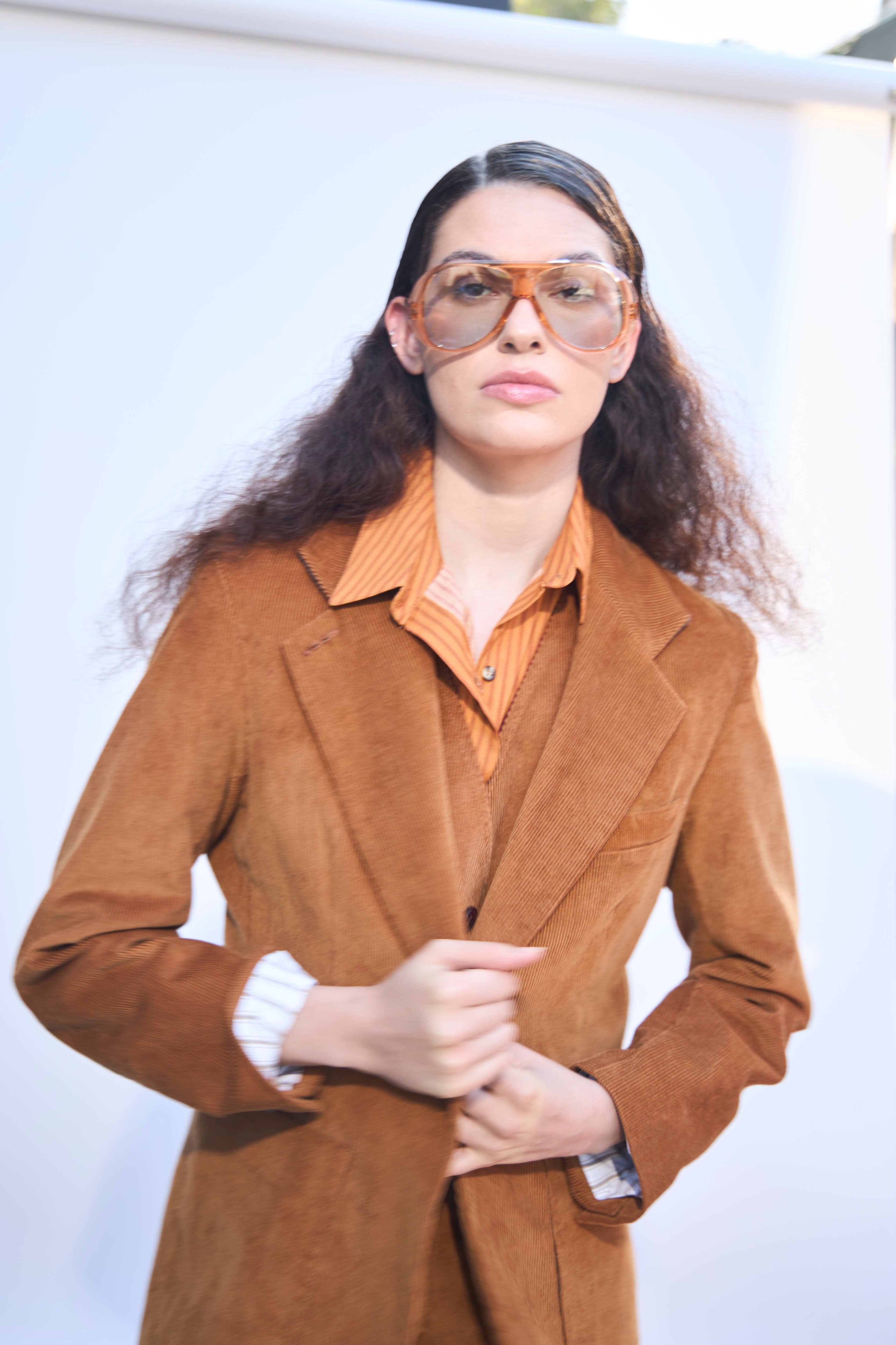 Blazer Mirarge Cotelé Camel