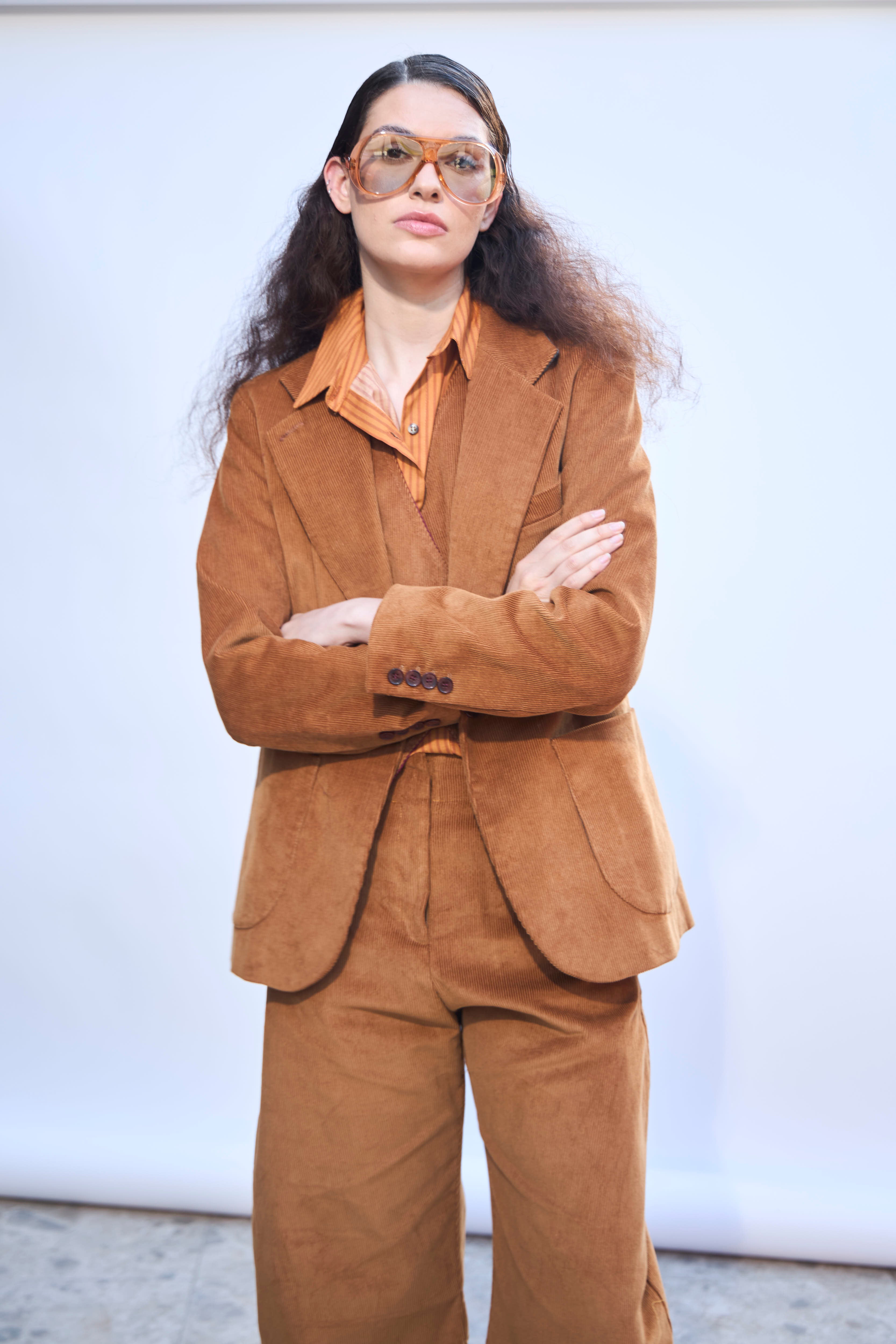 Blazer Mirarge Cotelé Camel