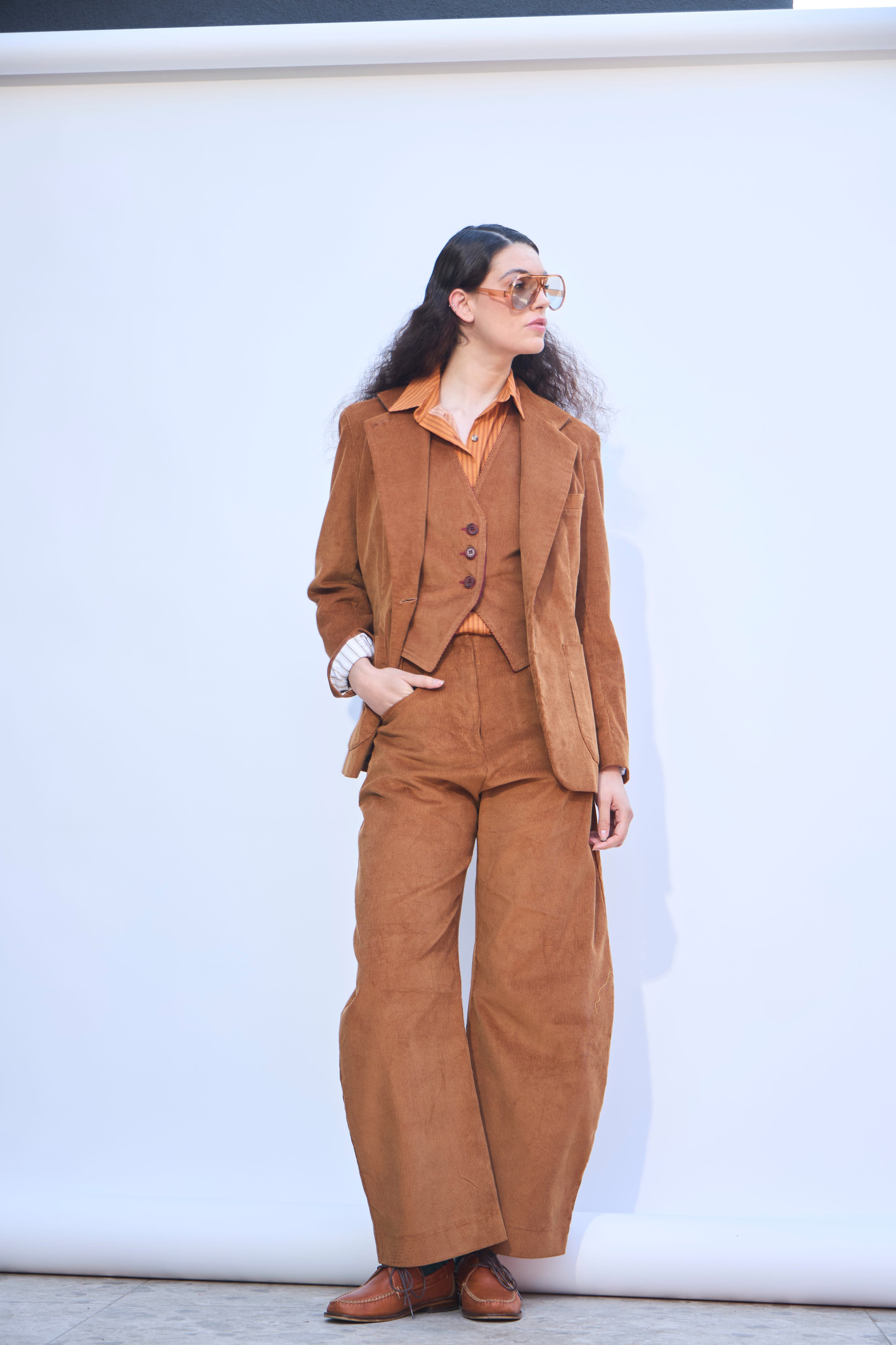 Blazer Mirarge Cotelé Camel