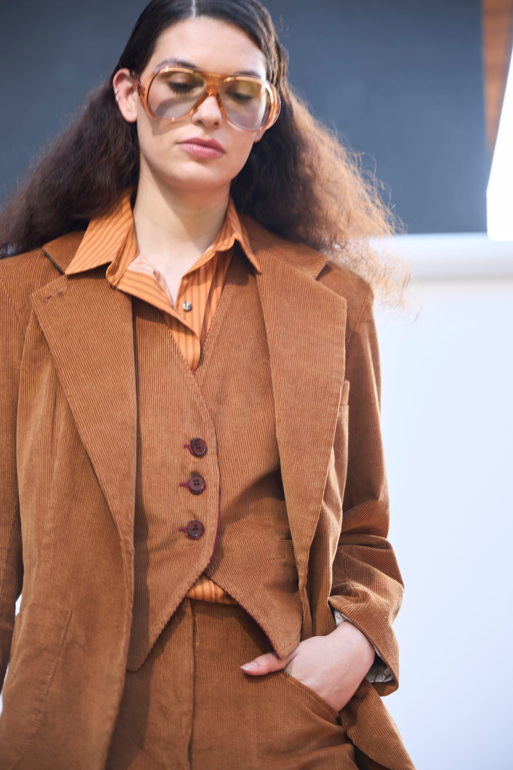 Blazer Mirarge Cotelé Camel