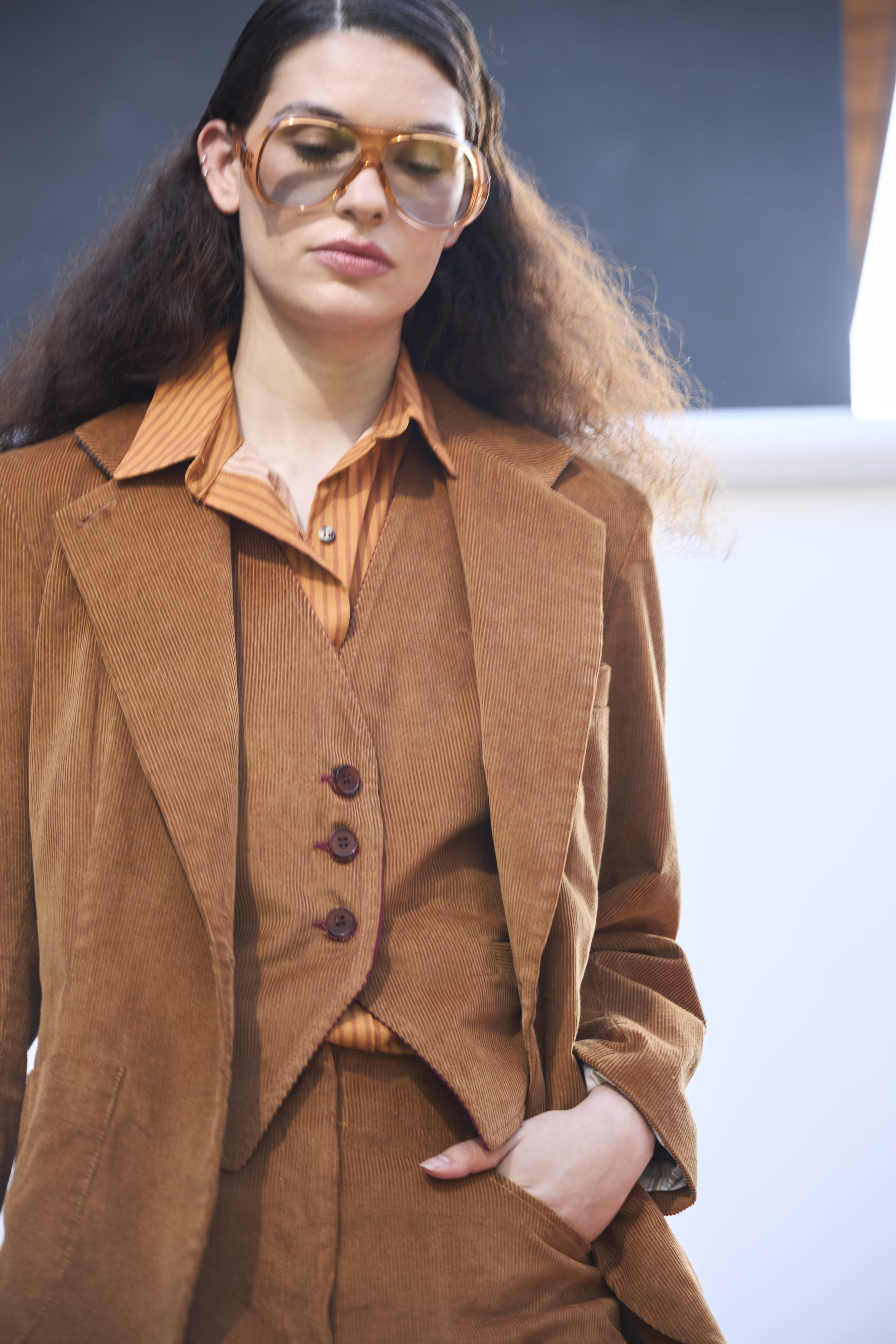 Blazer Mirarge Cotelé Camel