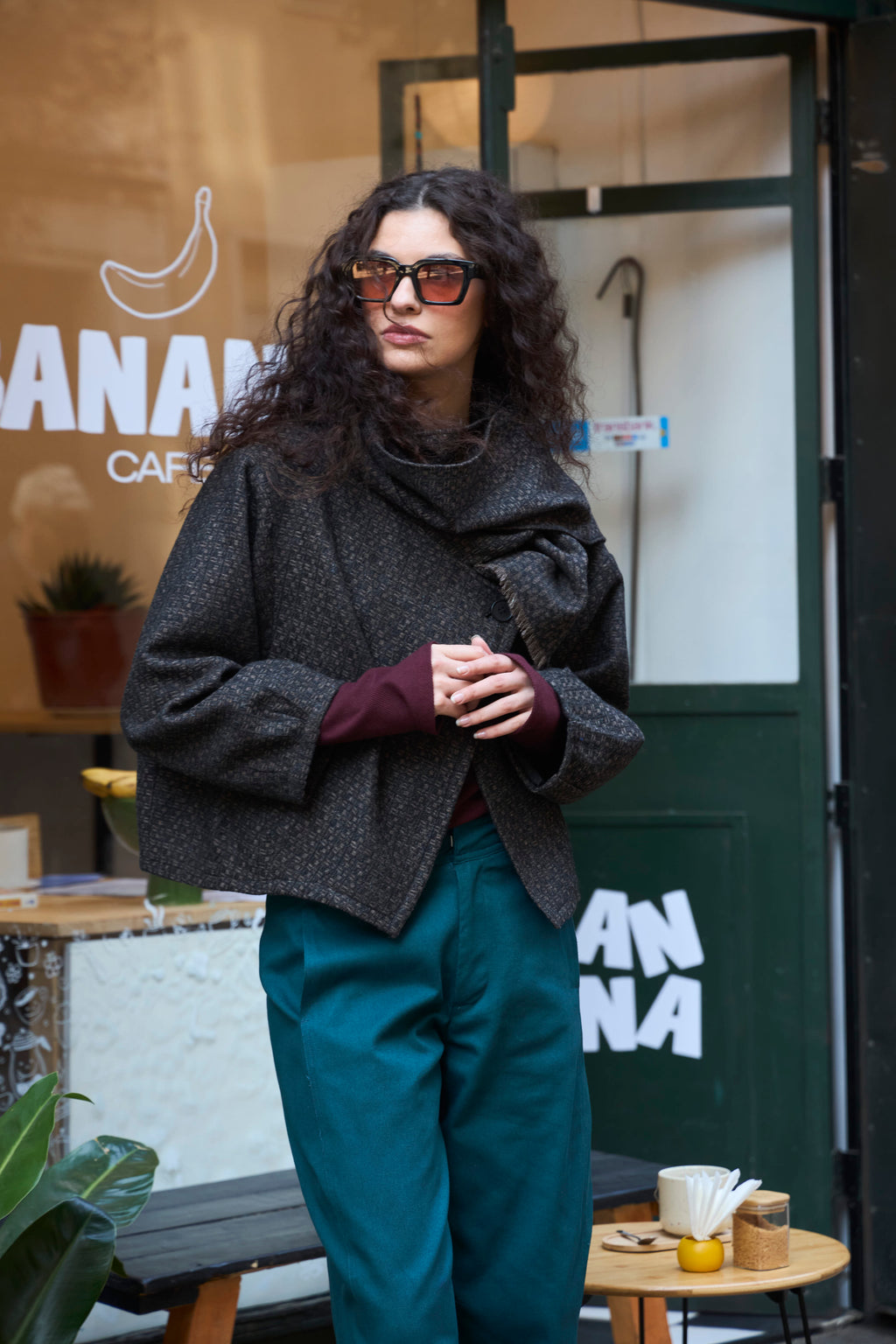 Chaqueta Derive Lana Cuadrillé Gris Marengo