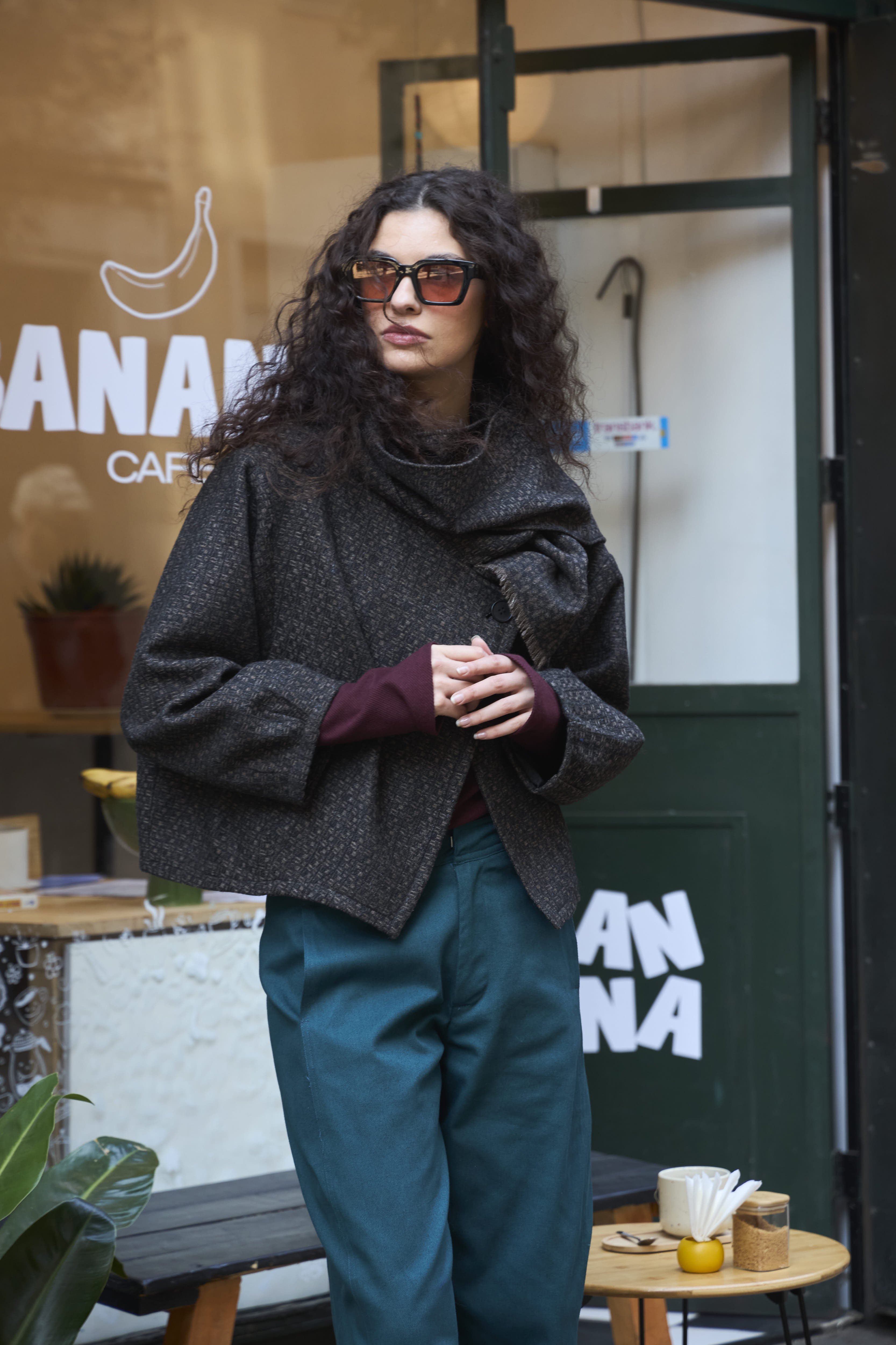 Chaqueta Derive Lana Cuadrillé Gris Marengo