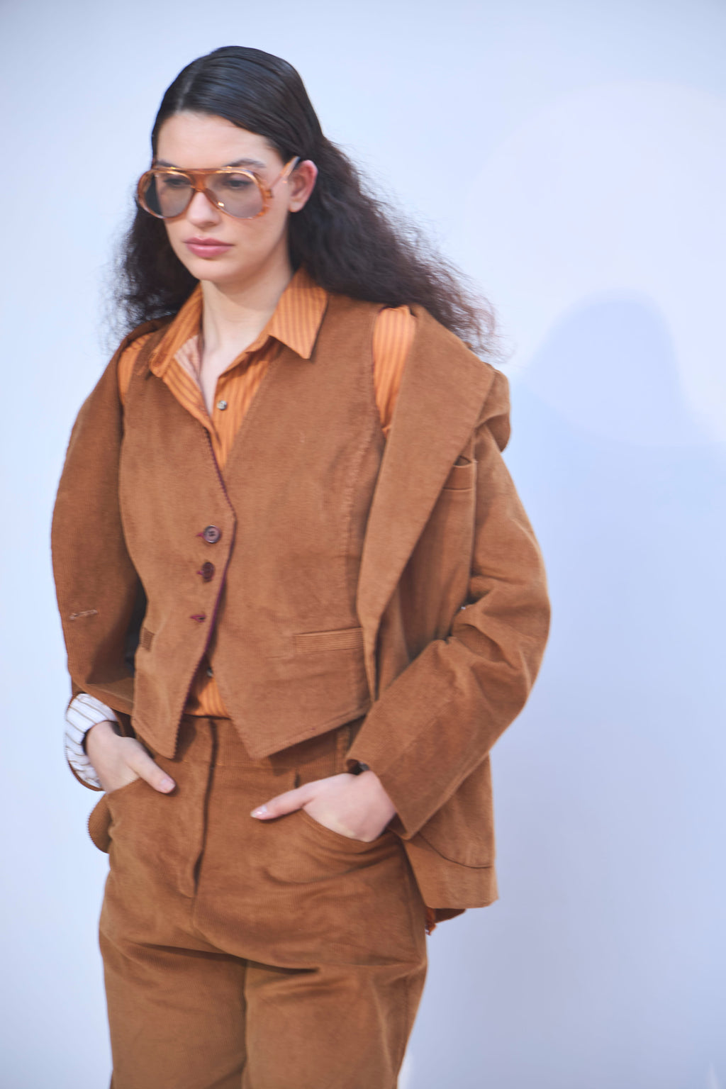 Blazer Mirarge Cotelé Camel