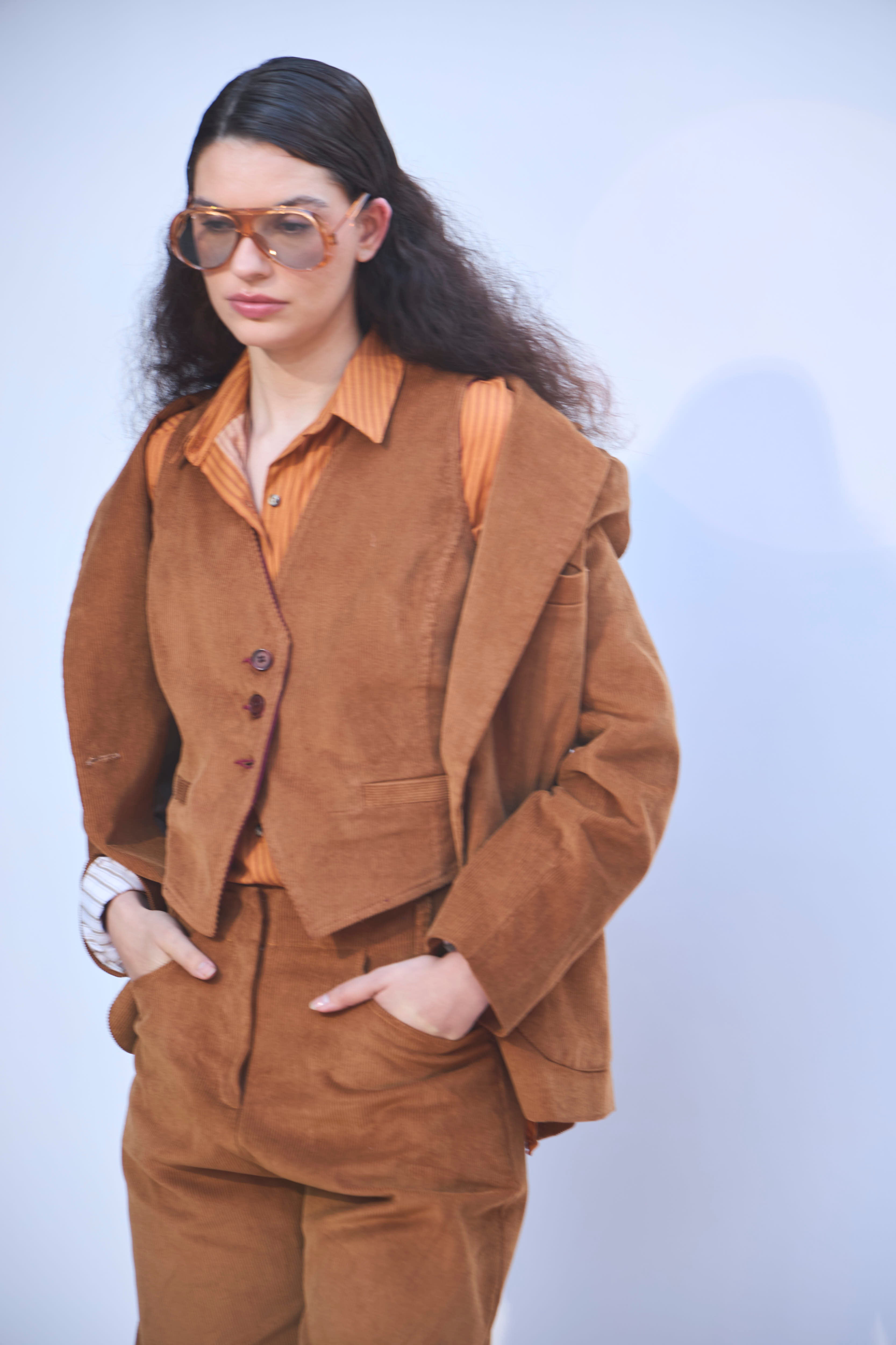 Blazer Mirarge Cotelé Camel