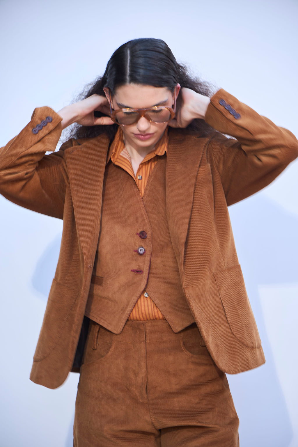 Blazer Mirarge Cotelé Camel