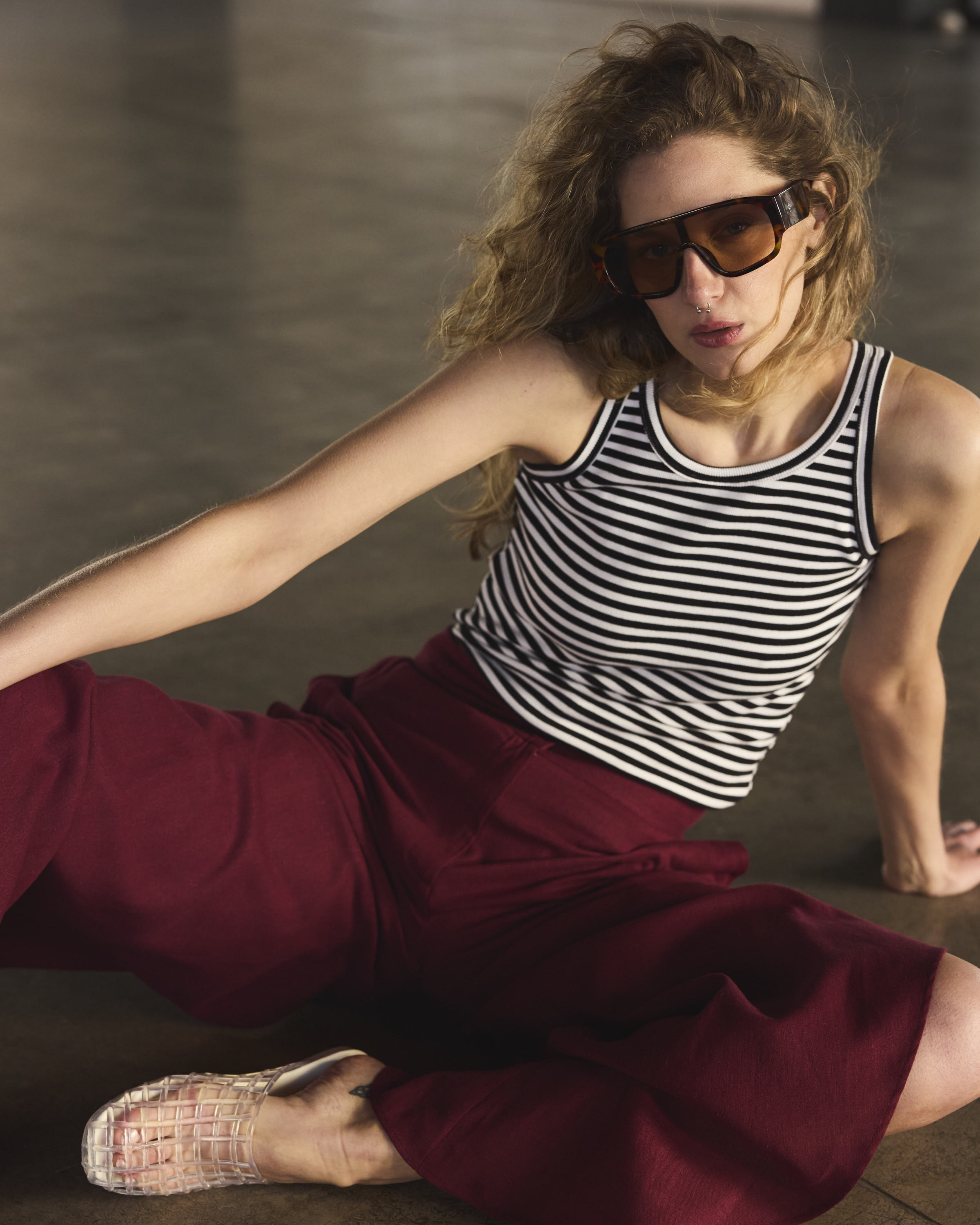 Polera Arkana Algodón Listada Blanco Negro