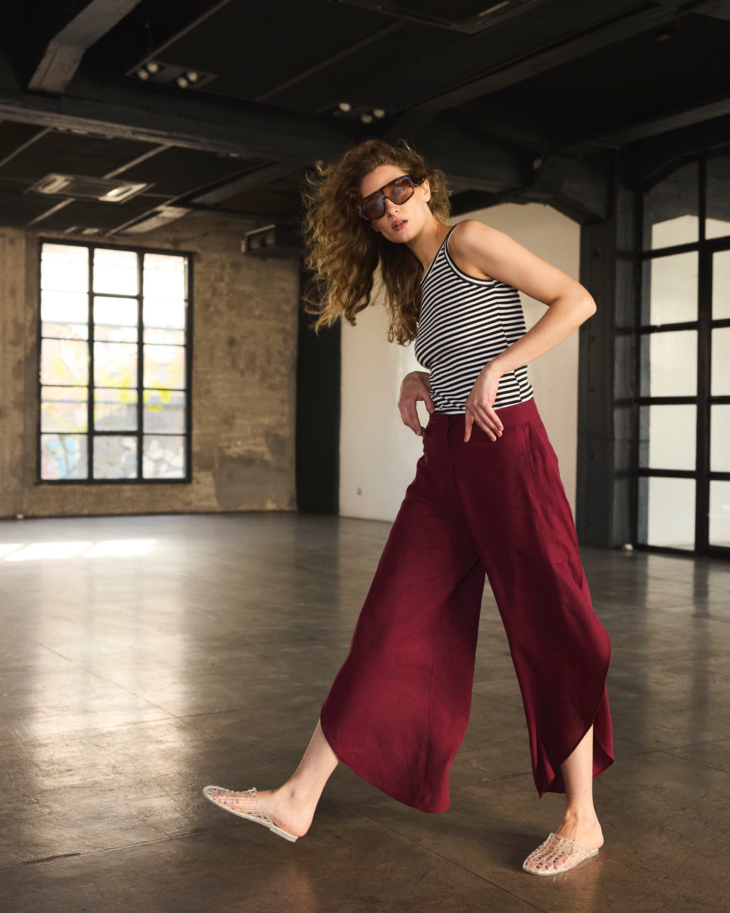 Polera Arkana Algodón Listada Blanco Negro