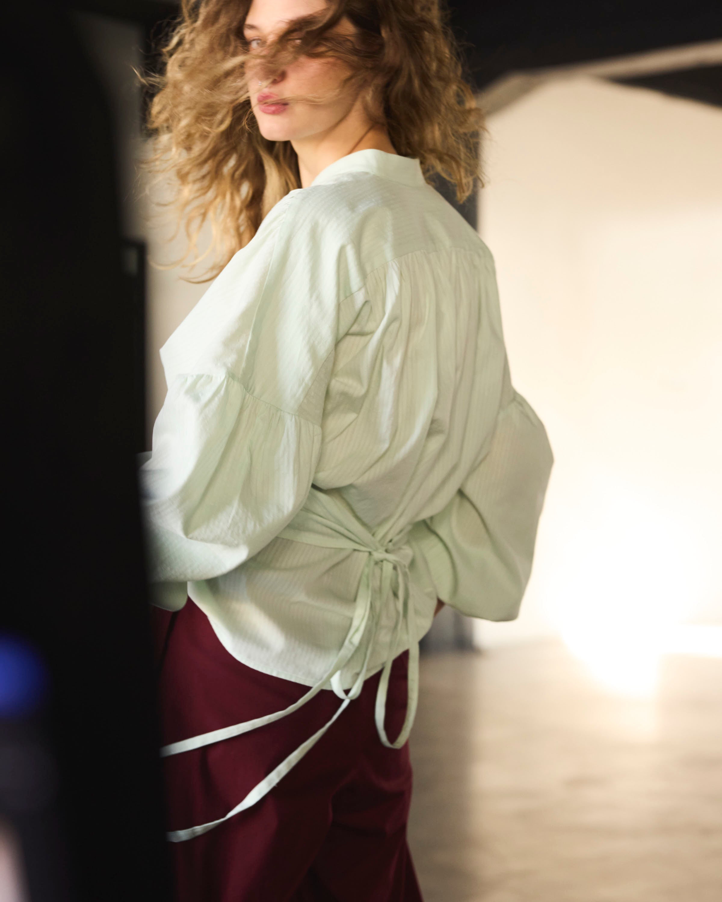 Blusa Cruzada Flamme 100% algodón  Verde Agua