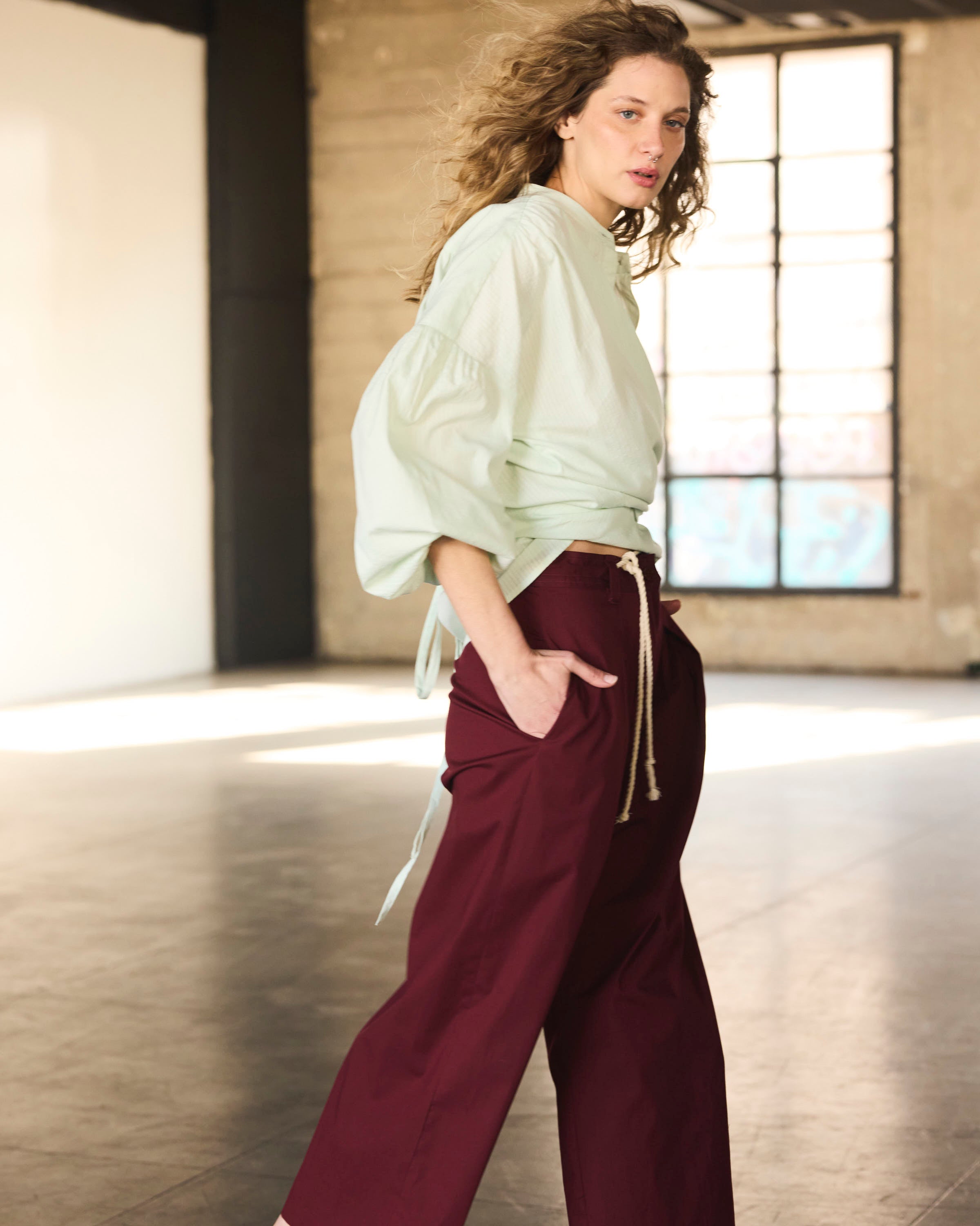 Blusa Cruzada Flamme 100% algodón  Verde Agua