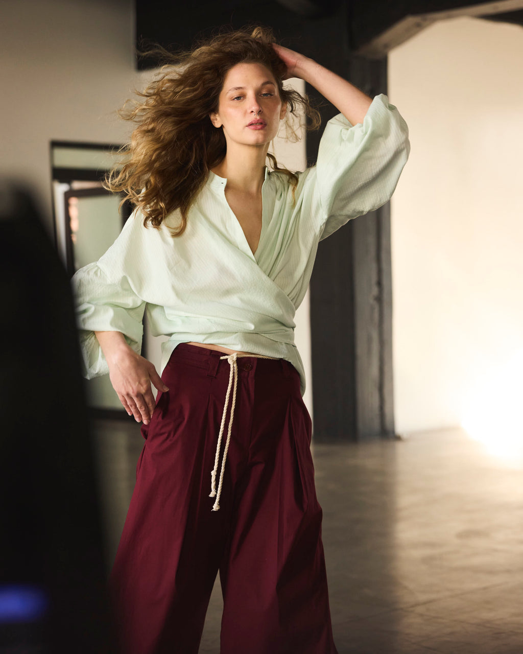 Blusa Cruzada Flamme 100% algodón  Verde Agua