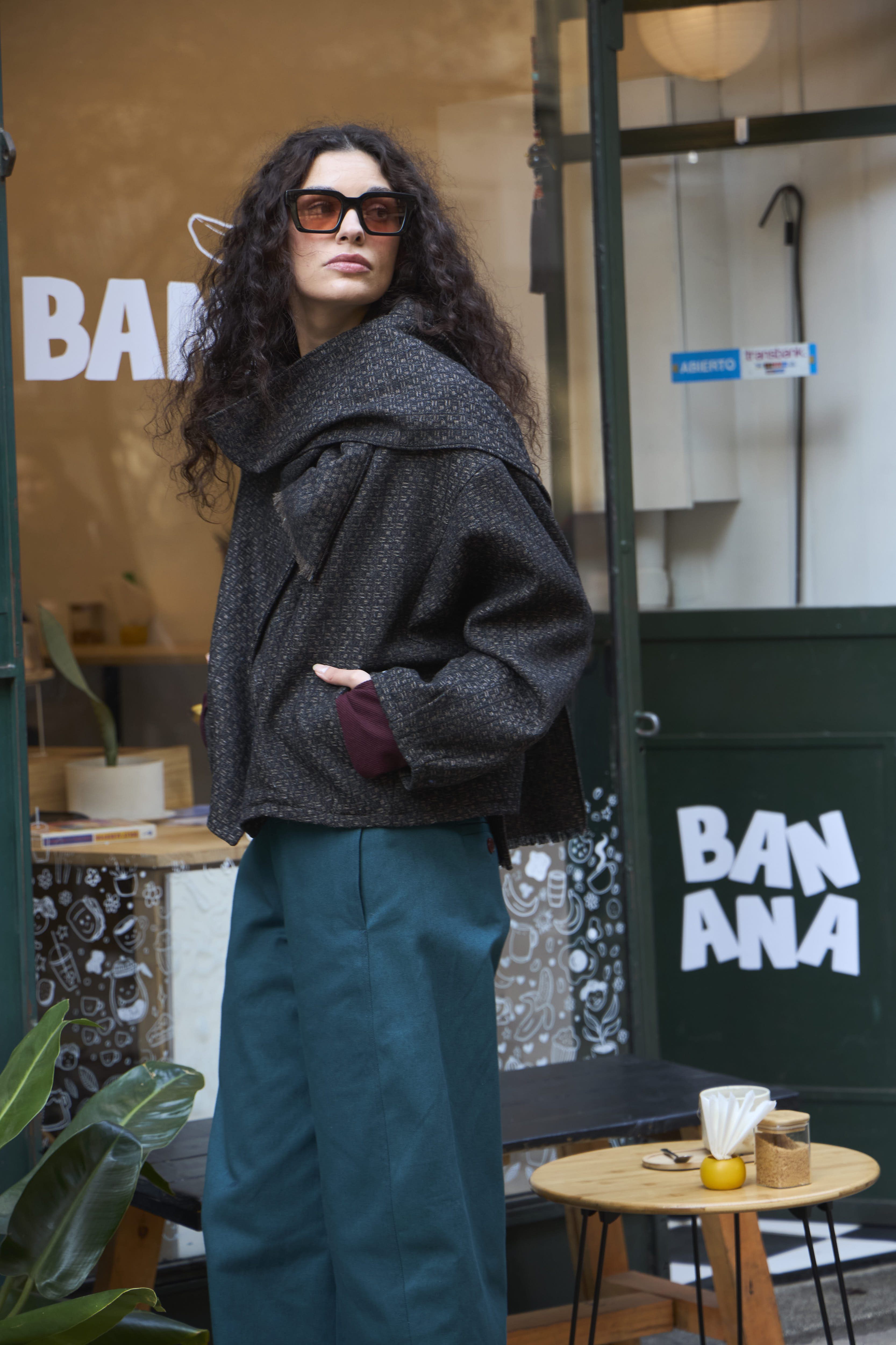 Chaqueta Derive Lana Cuadrillé Gris Marengo